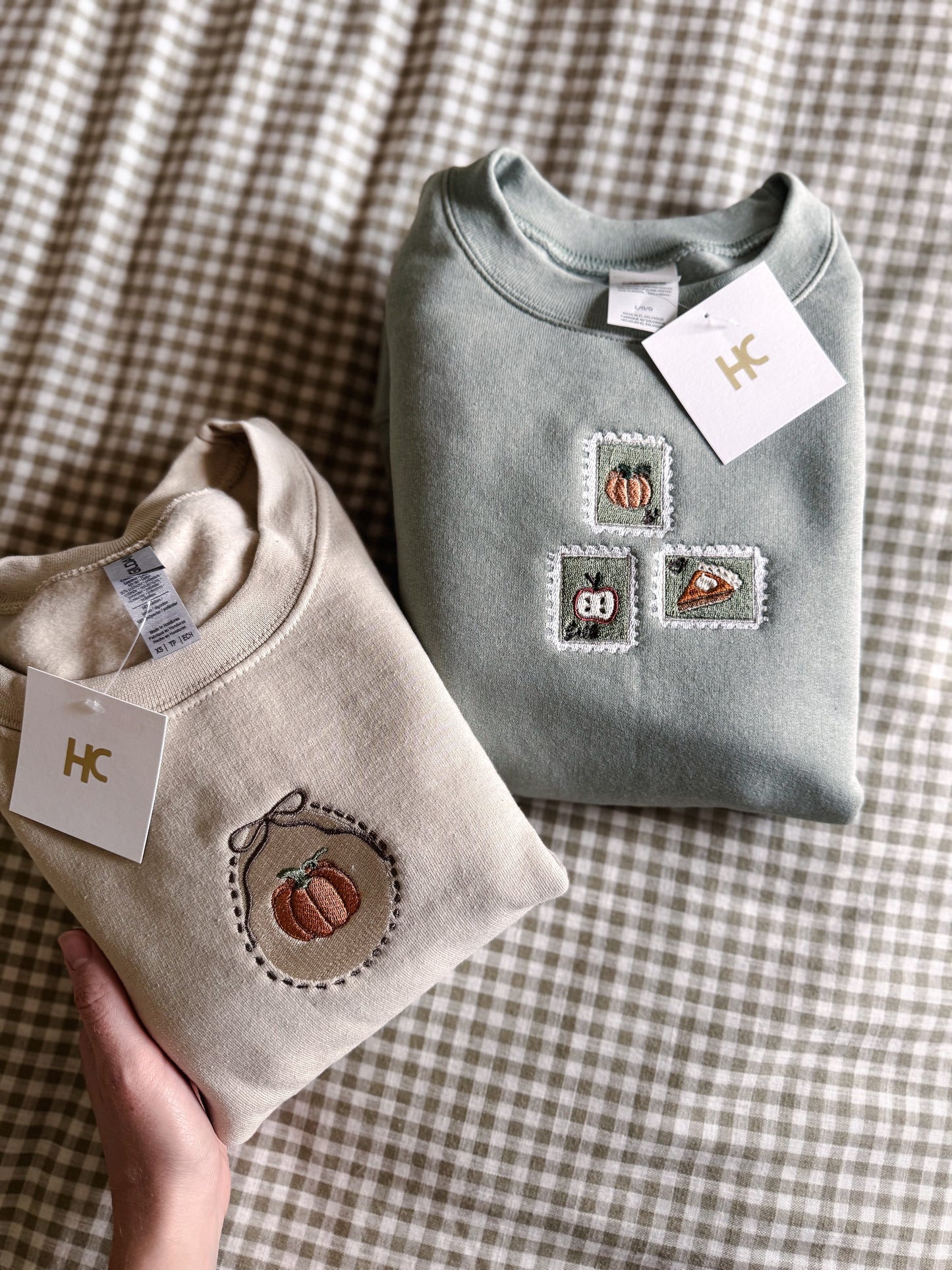 Pumpkin Bow Embroidered Crewneck