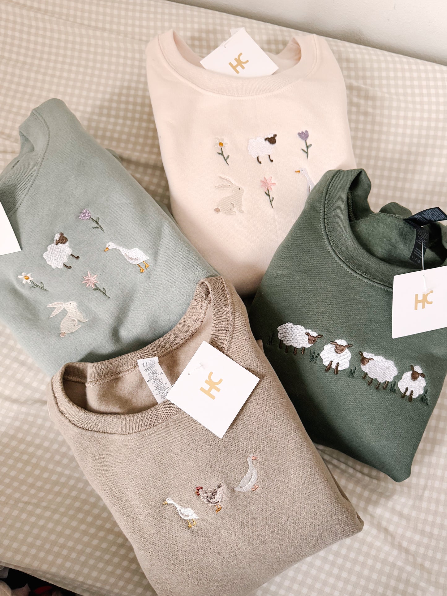 Dainty Springtime (Green) Embroidered Crewneck
