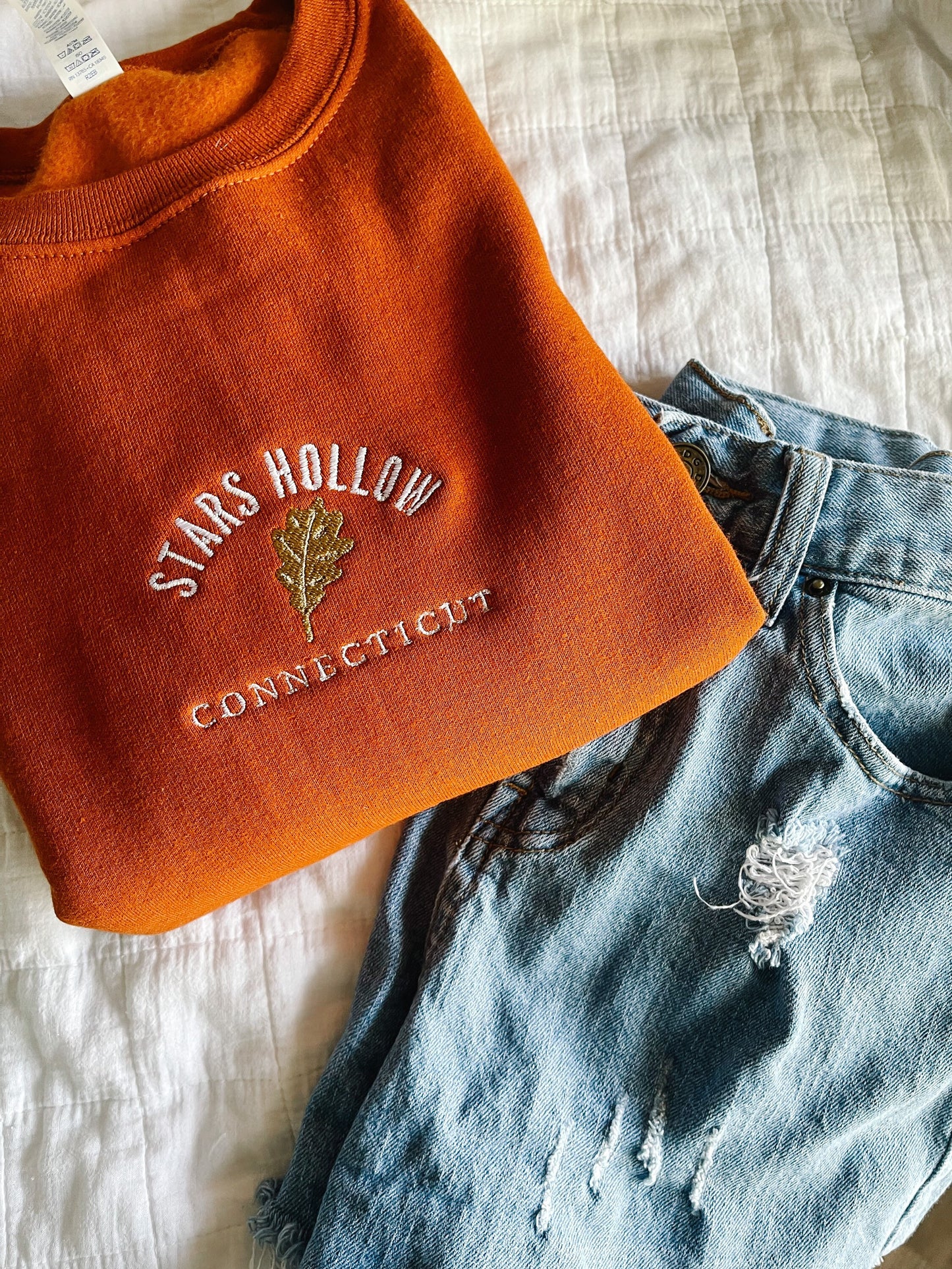 Stars Hollow Connecticut Embroidered Crewneck Sweatshirt, Embroidery Sweater, Gilmore Girls, Fall Autumn Shirt