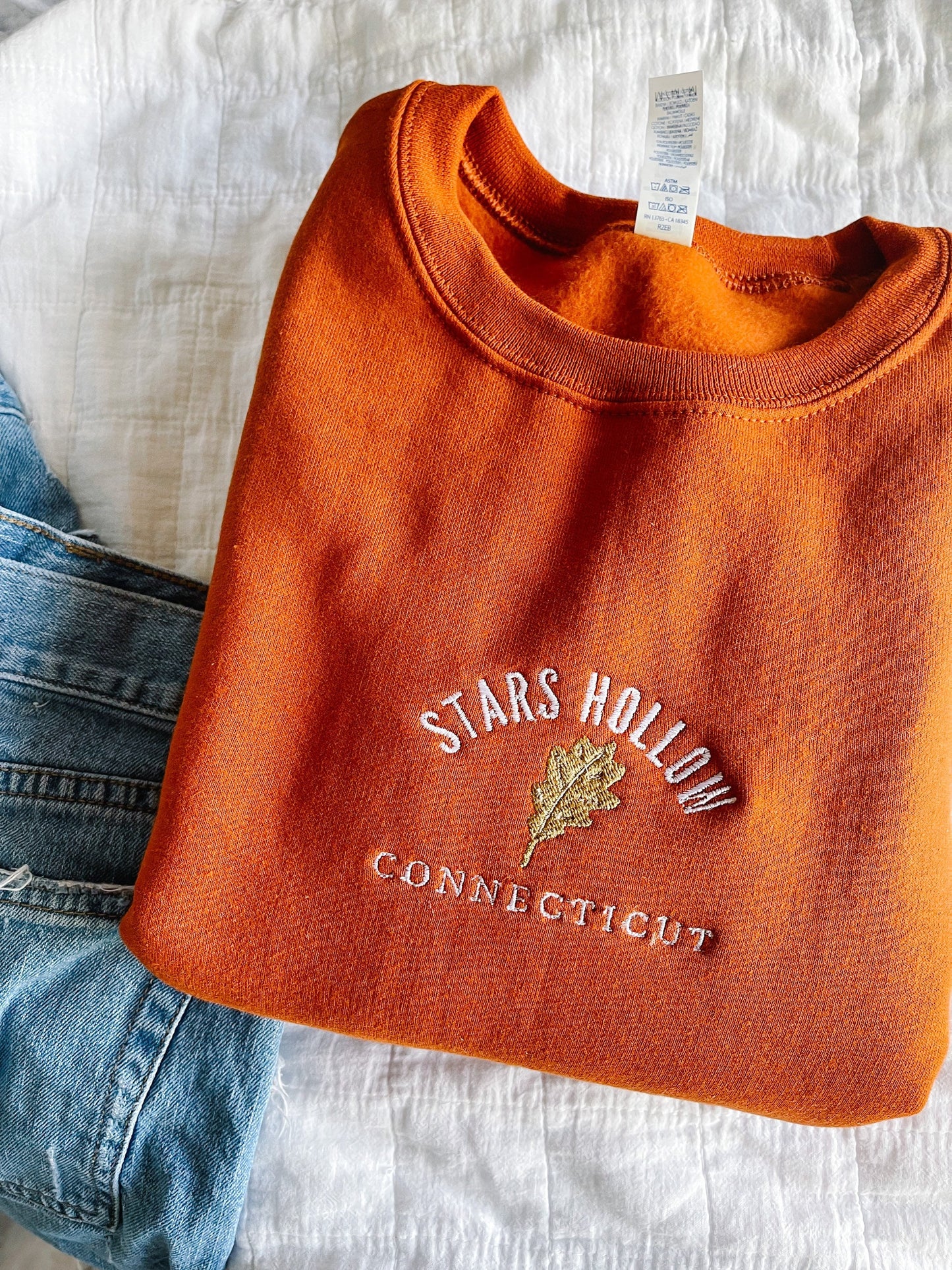 Stars Hollow Connecticut Embroidered Crewneck Sweatshirt, Embroidery Sweater, Gilmore Girls, Fall Autumn Shirt