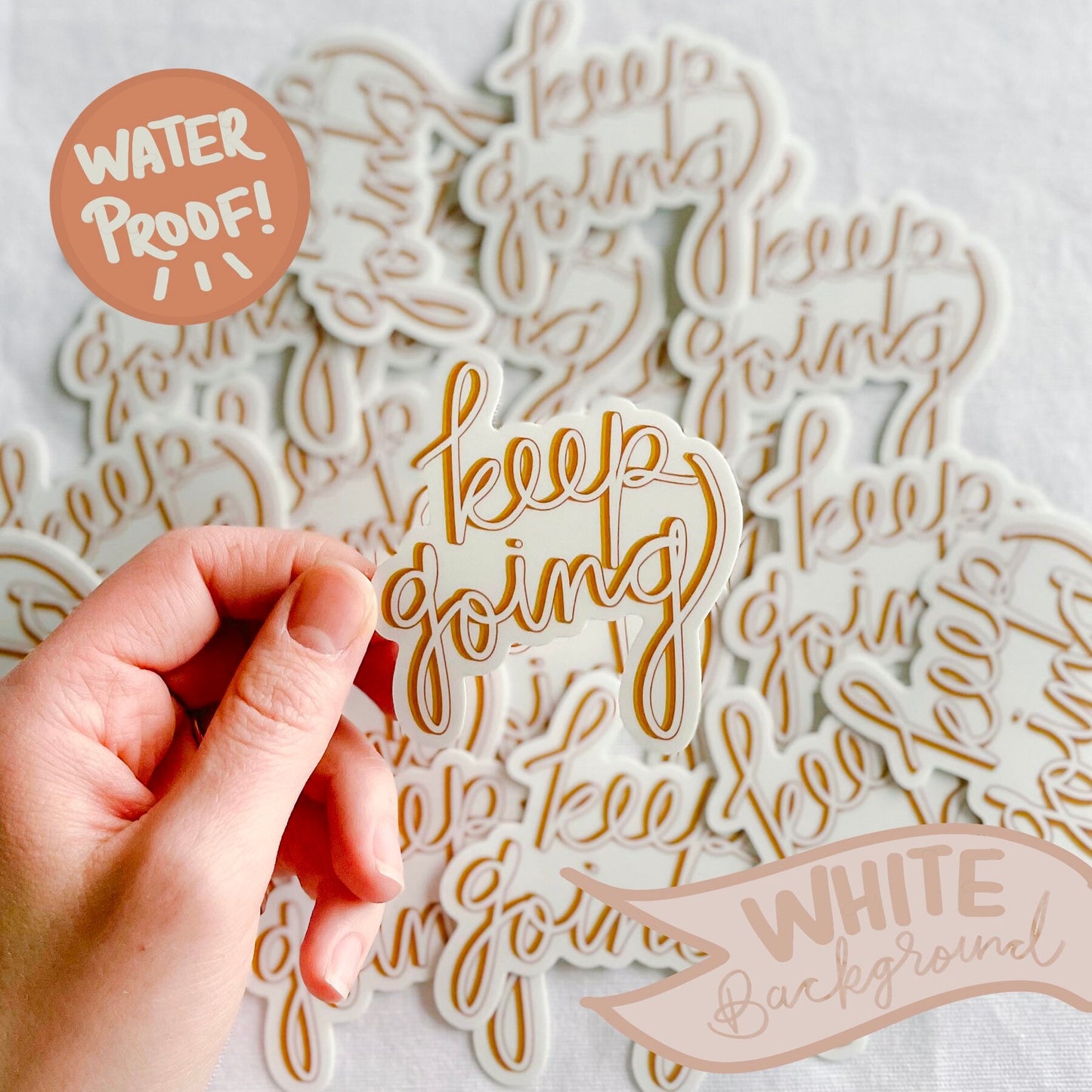 Keep going waterproof sticker, 2.6x3 in
