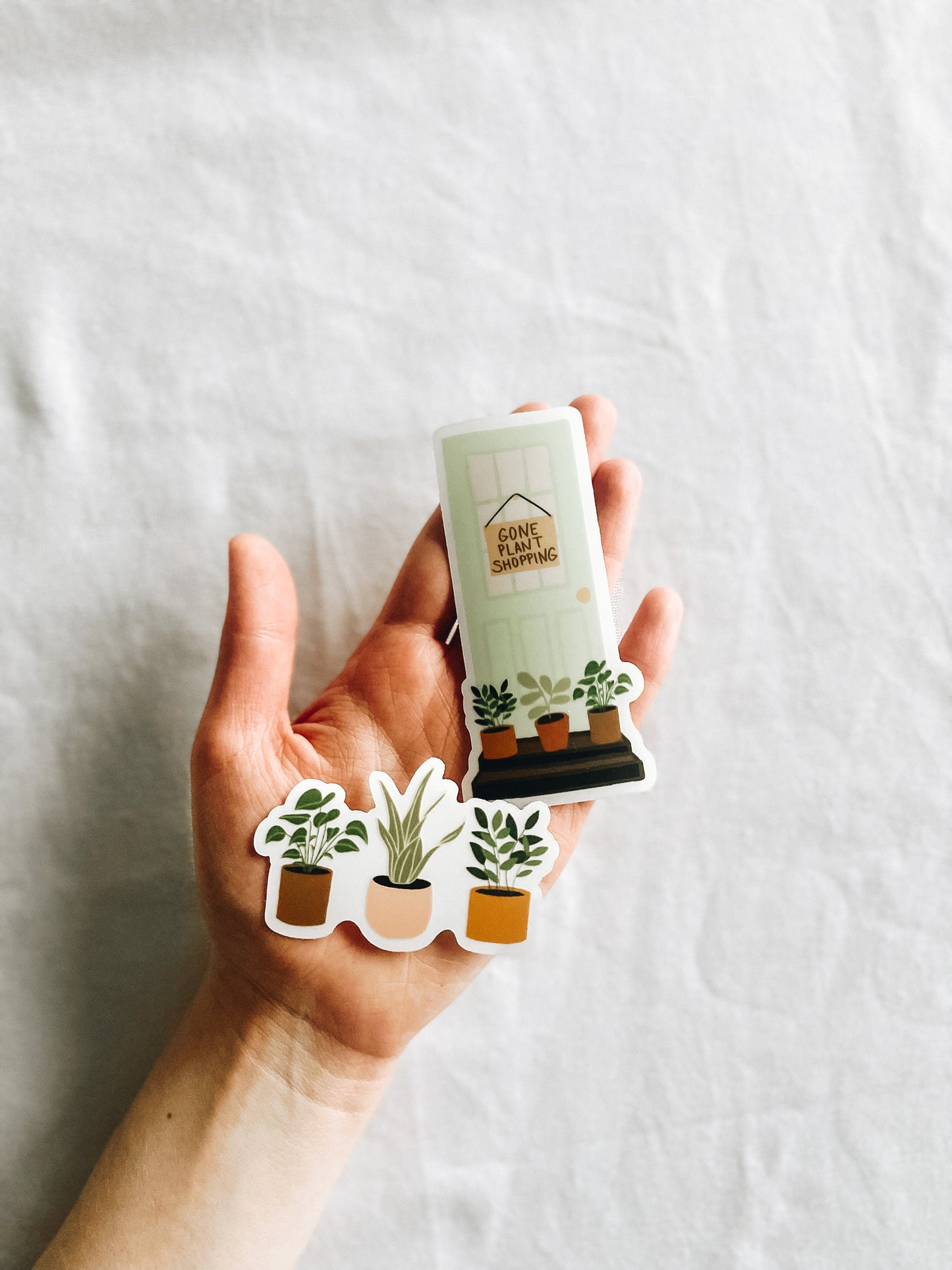 Gone plant shopping, waterproof sticker, translucent background , 2x4 in