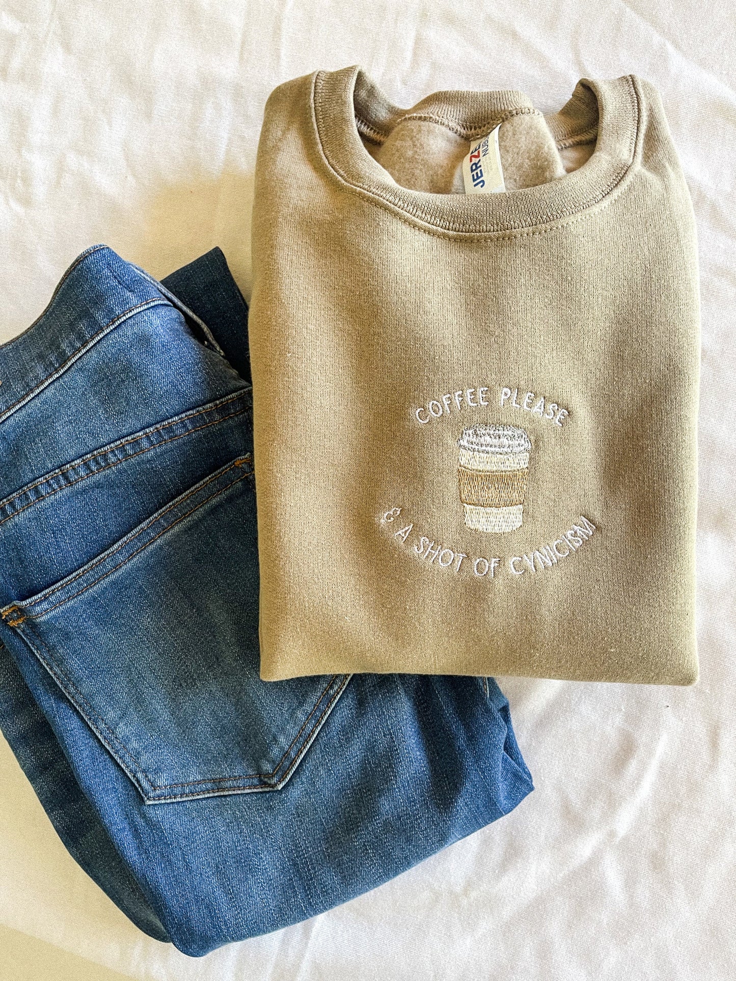 Coffee & Cynicism Embroidered Crewneck