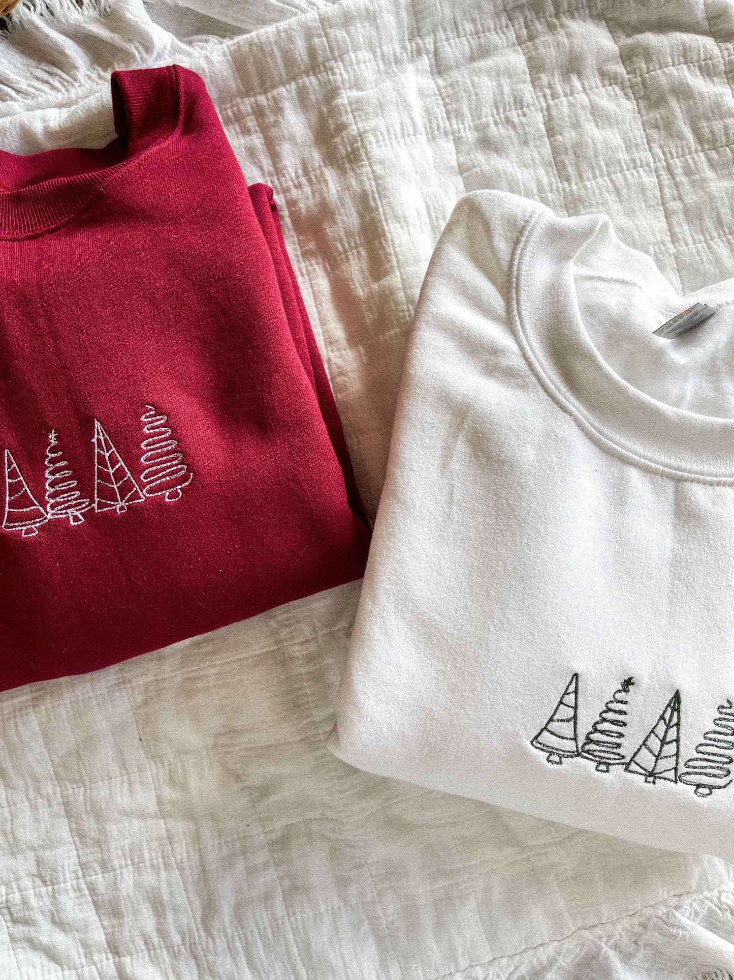 Christmas Tree Embroidered Crewneck Sweatshirt