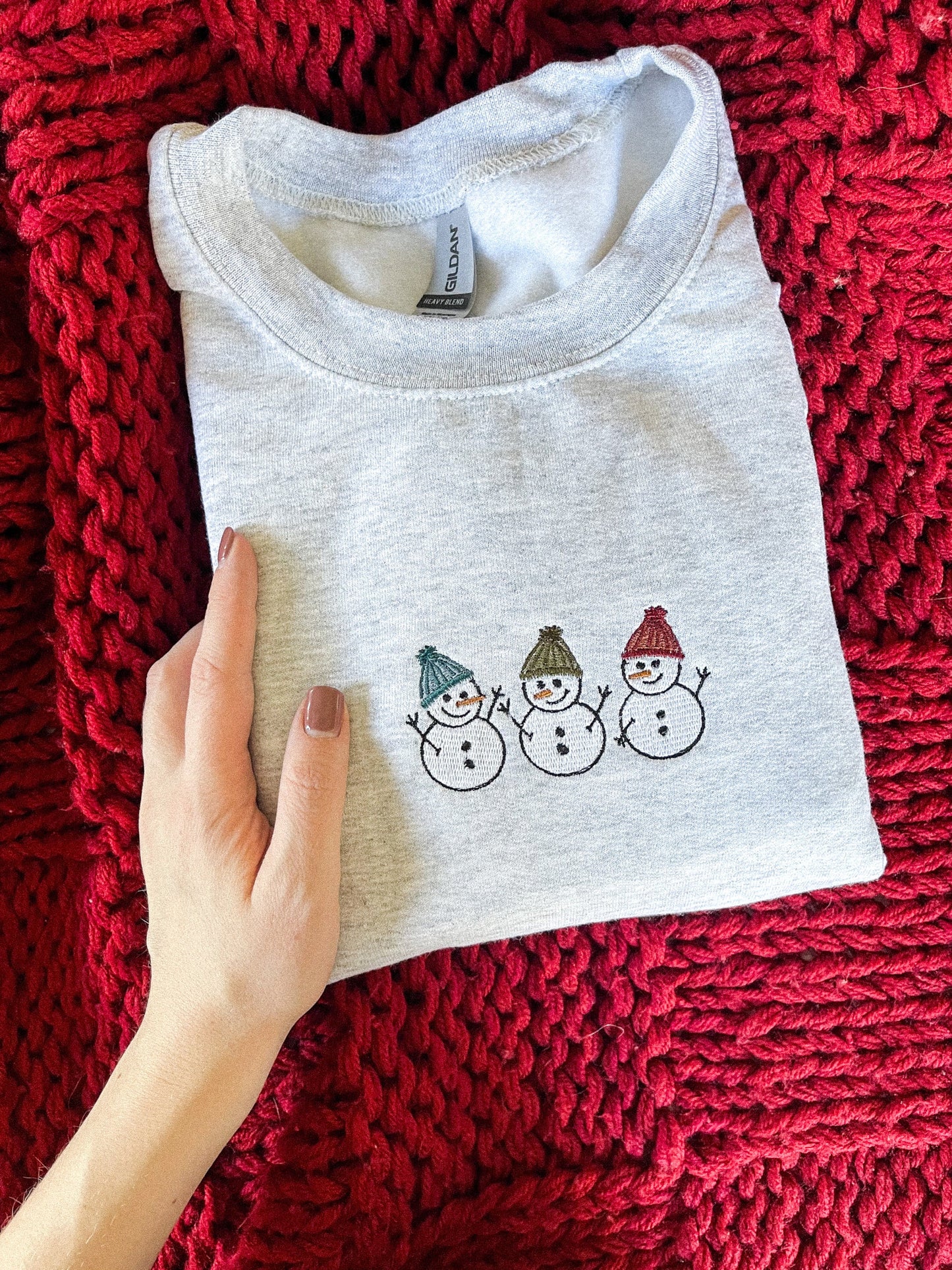 Snowman Embroidered Crewneck Sweatshirt