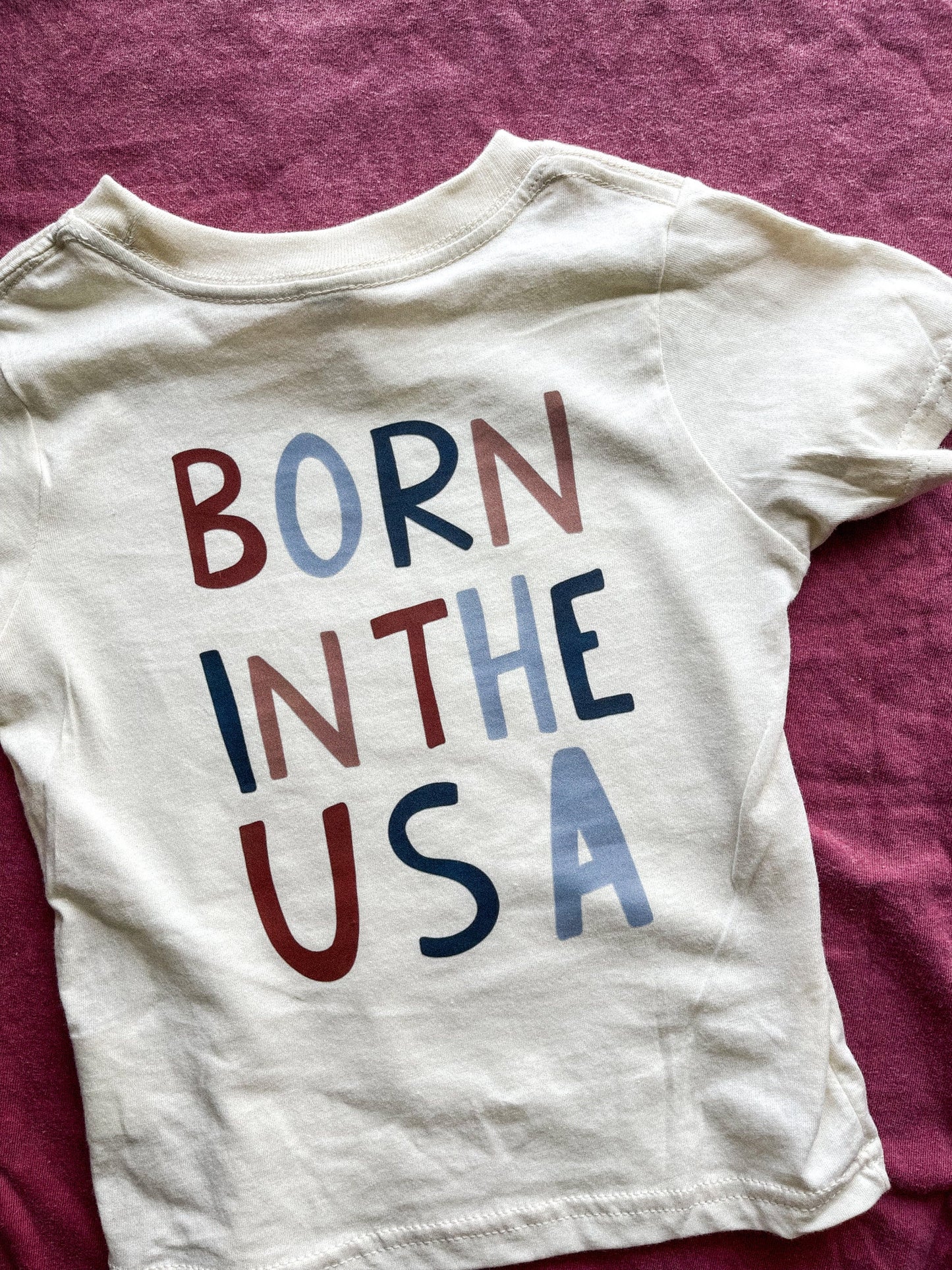 Kids Born in the USA flag tee