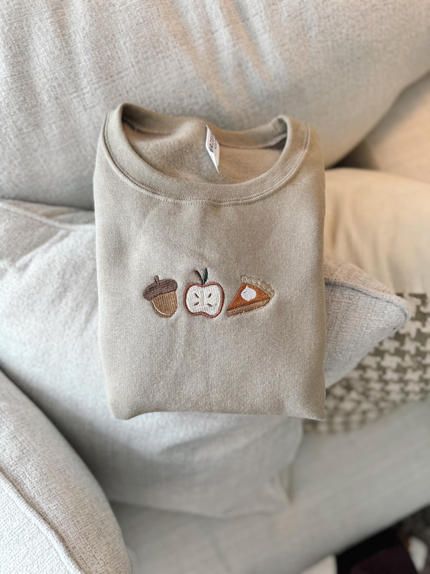 Acorn, Apple, Pumpkin Pie Embroidered Crewneck