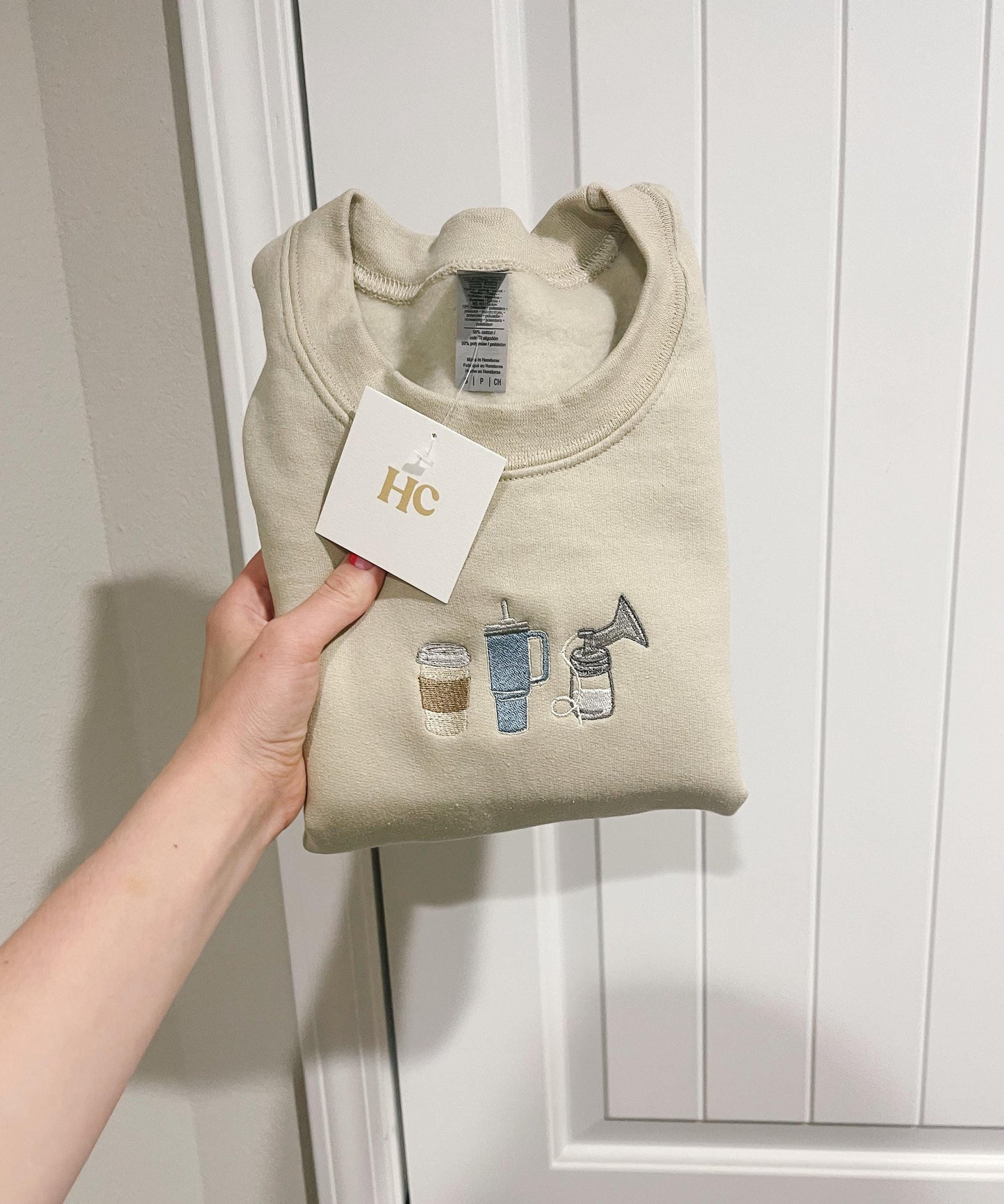 To Go Coffee Pumping Mama Trio, Breastfeeding Nursing Embroidered Crewneck