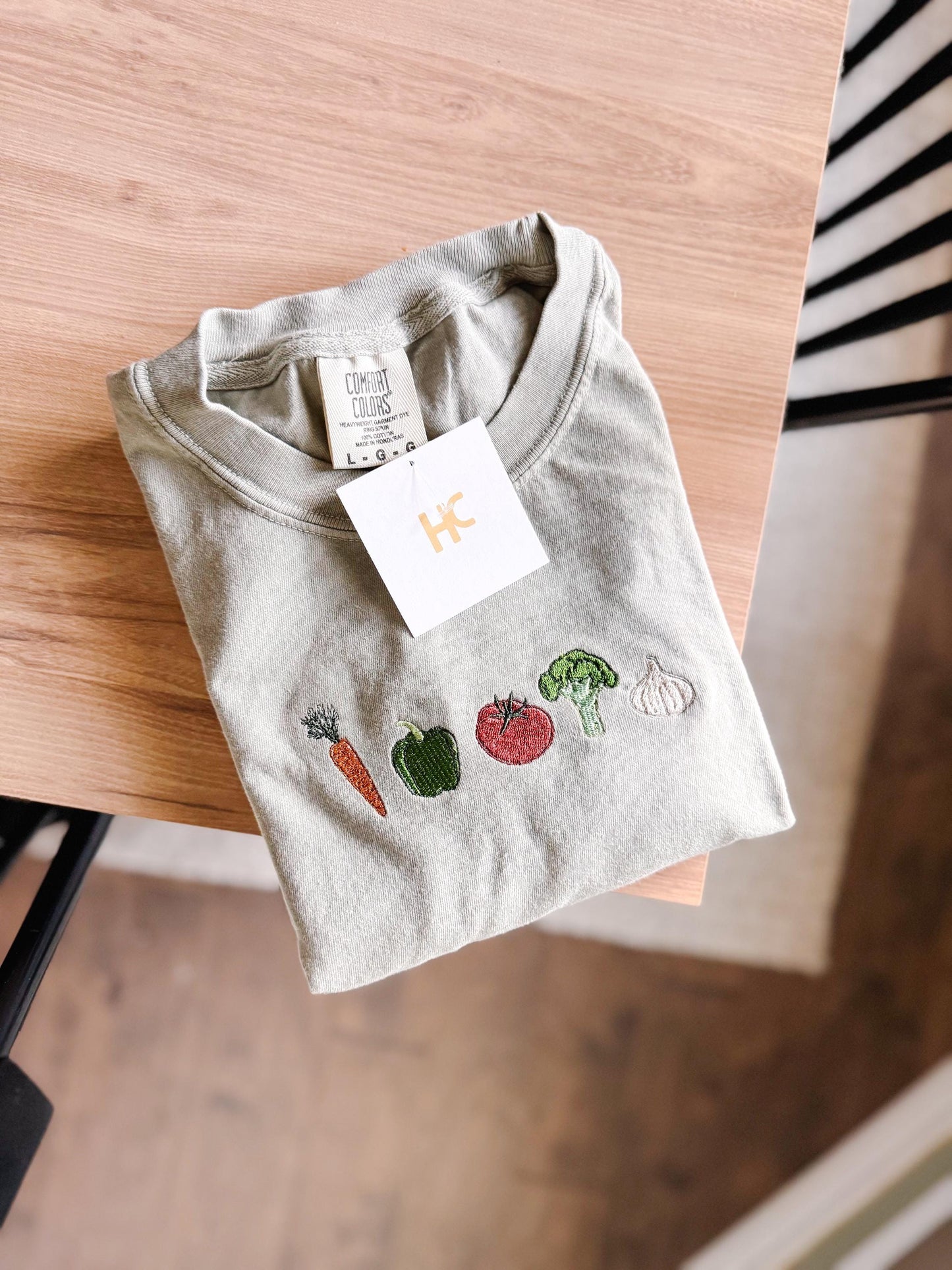 Embroidered Veggie Lover T-shirt