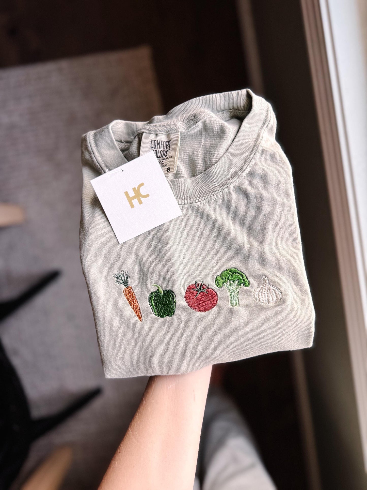 Embroidered Veggie Lover T-shirt