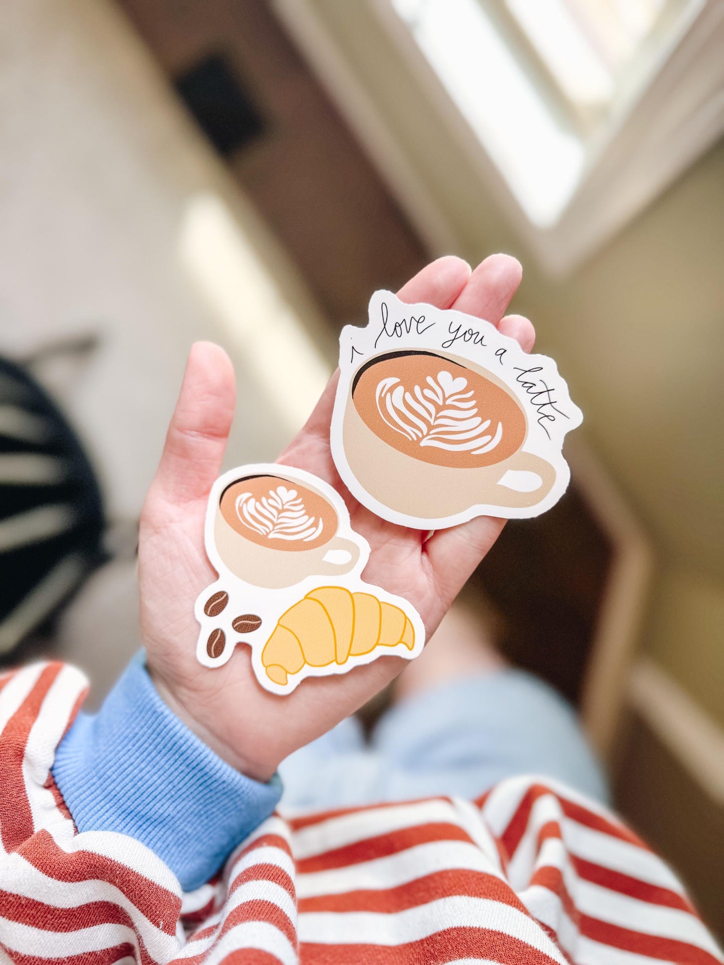 Latte and Croissant Vinyl Sticker