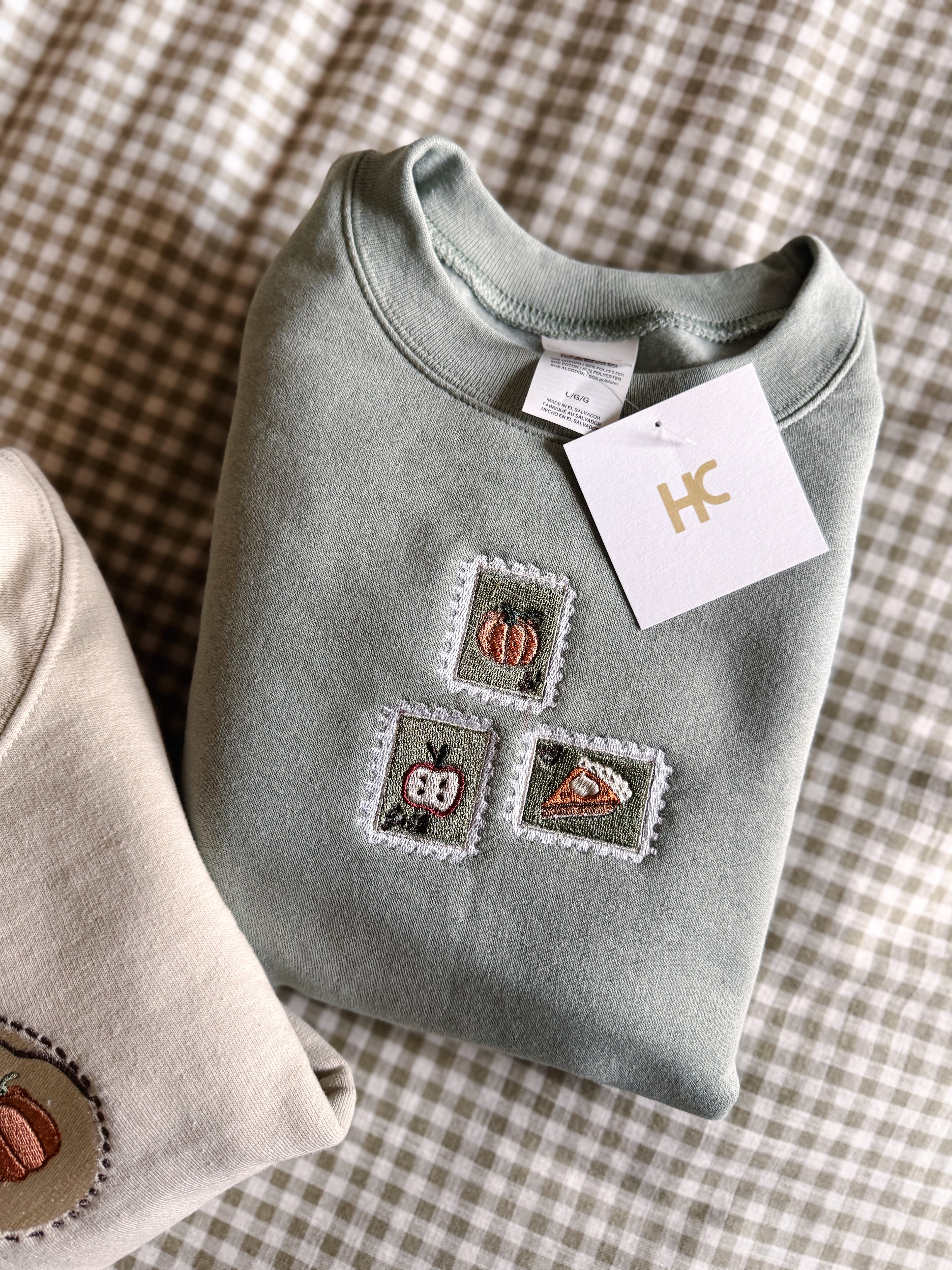 Fall Stamps Embroidered Crewneck