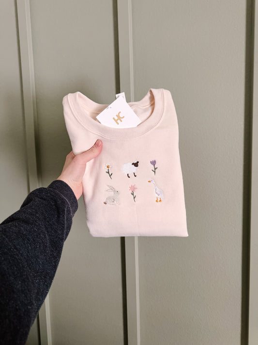 Dainty Springtime (Cream) Embroidered Crewneck