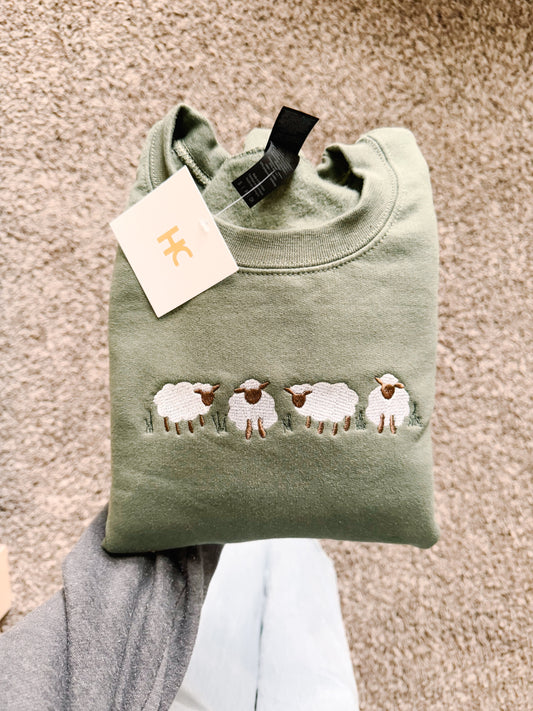 Sheep Embroidered Crewneck