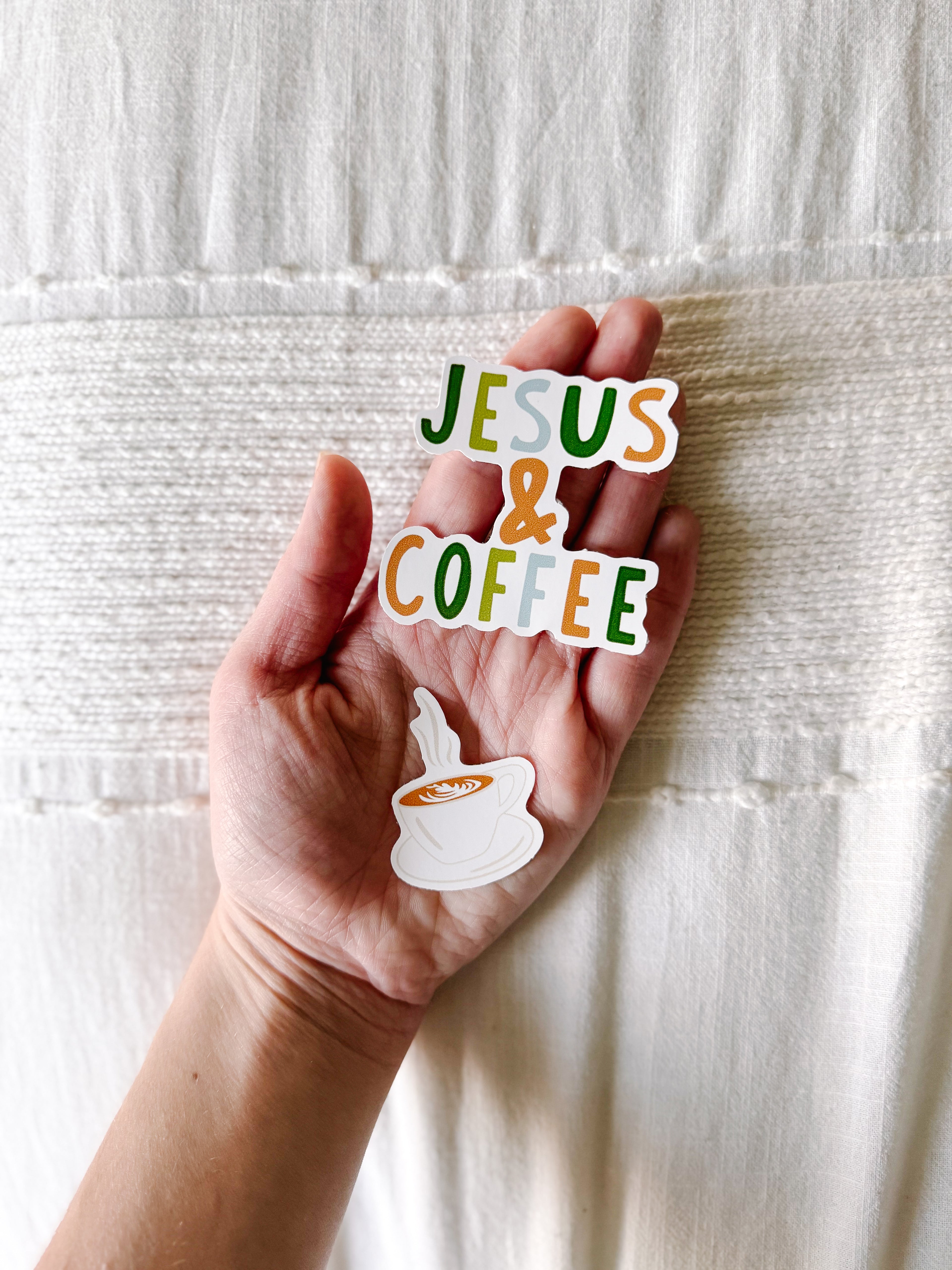 Jesus & Coffee Vinyl Sticker (Neutral)