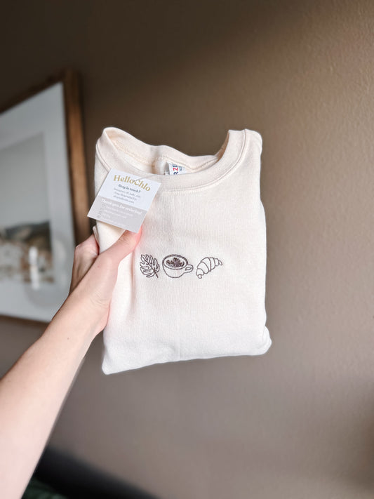 Espresso Trio Embroidered Crewneck