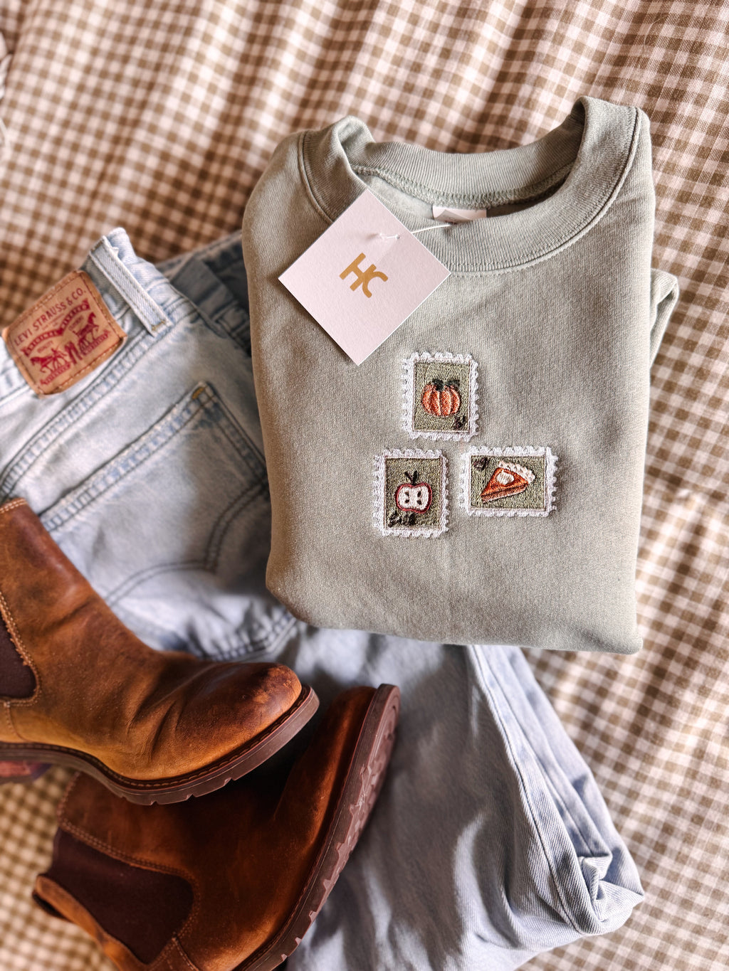 Fall Stamps Embroidered Crewneck