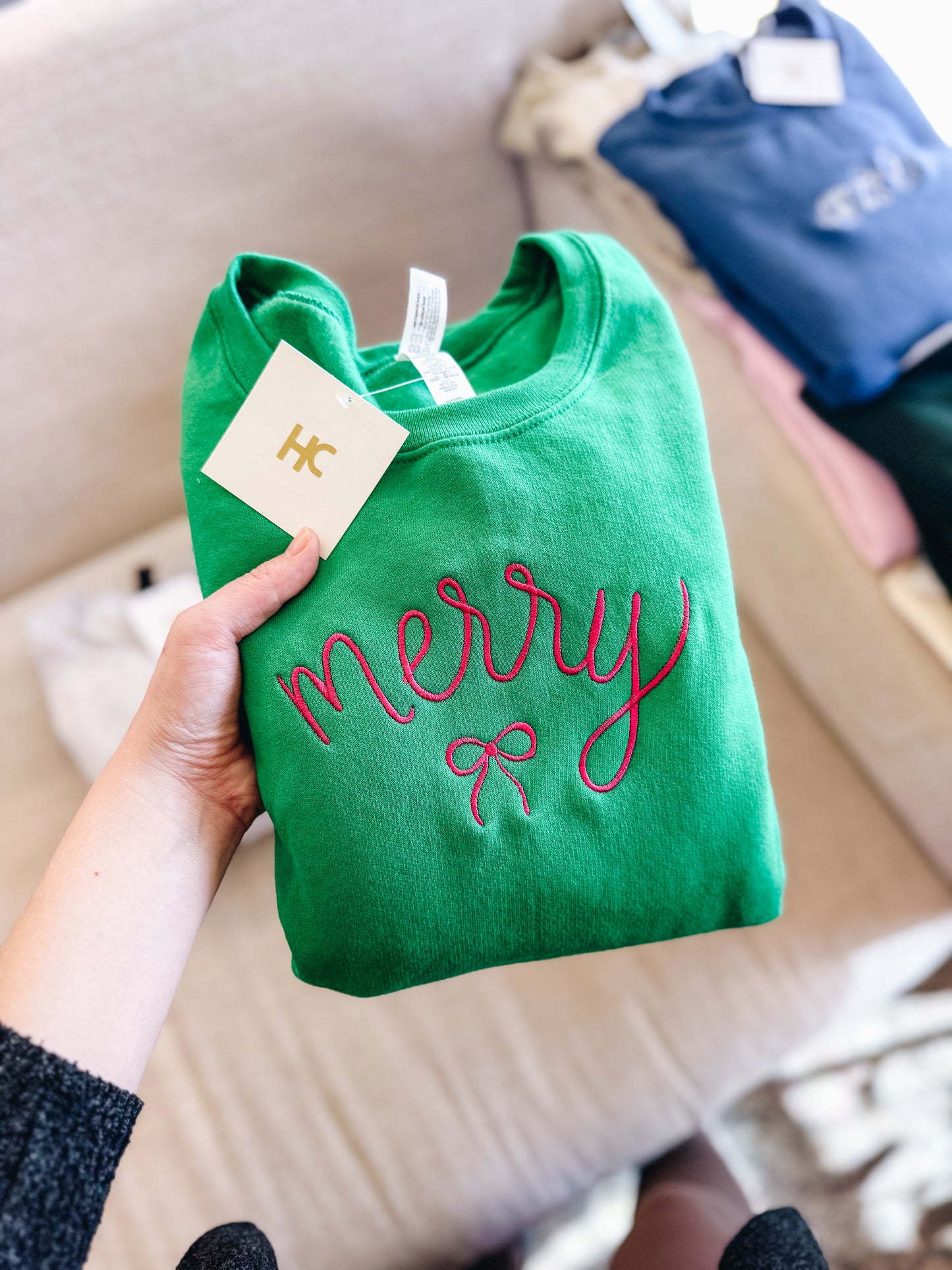 Merry Bow Crewneck (Kelly Green)