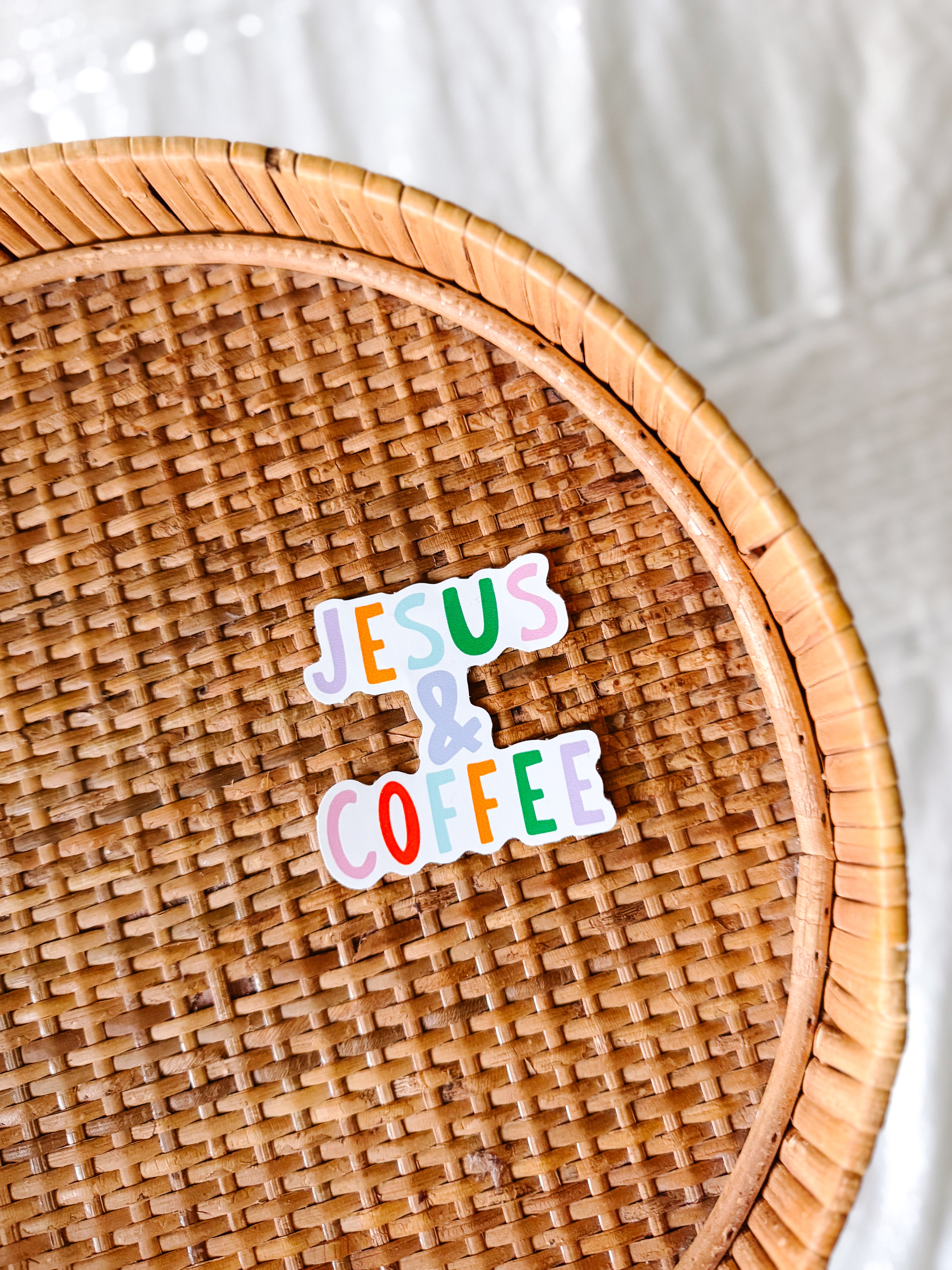 Jesus & Coffee Vinyl Sticker (Colorful)