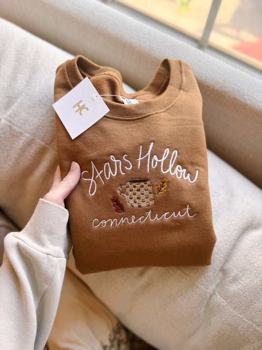 Cozy Stars Hollow Connecticut Embroidered Crewneck
