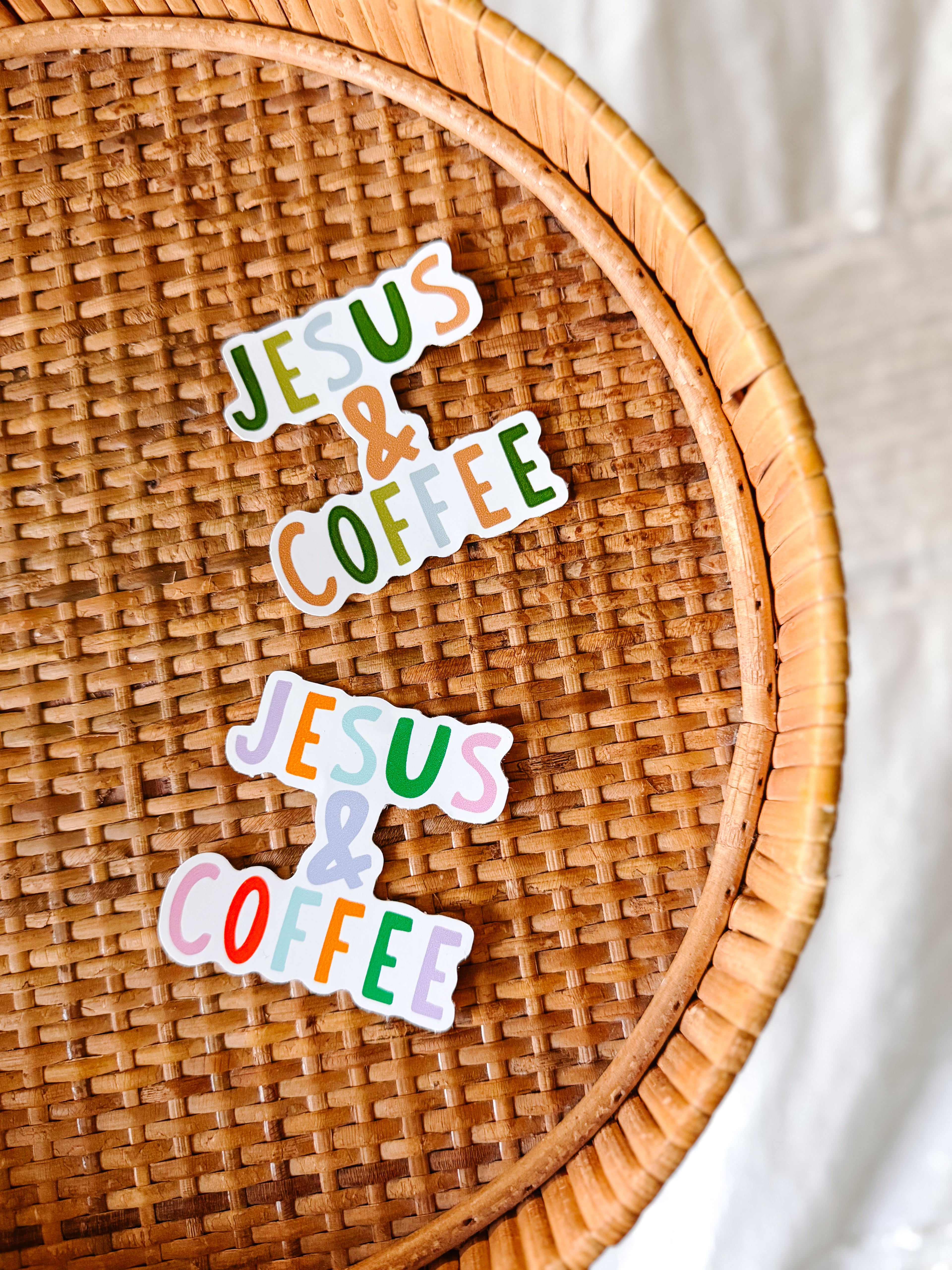Jesus & Coffee Vinyl Sticker (Colorful)