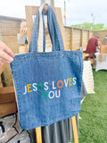 Jesus Loves You Denim Tote