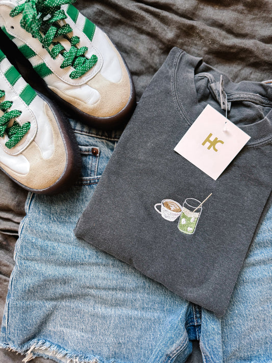 Matcha & Coffee Embroidered Tee