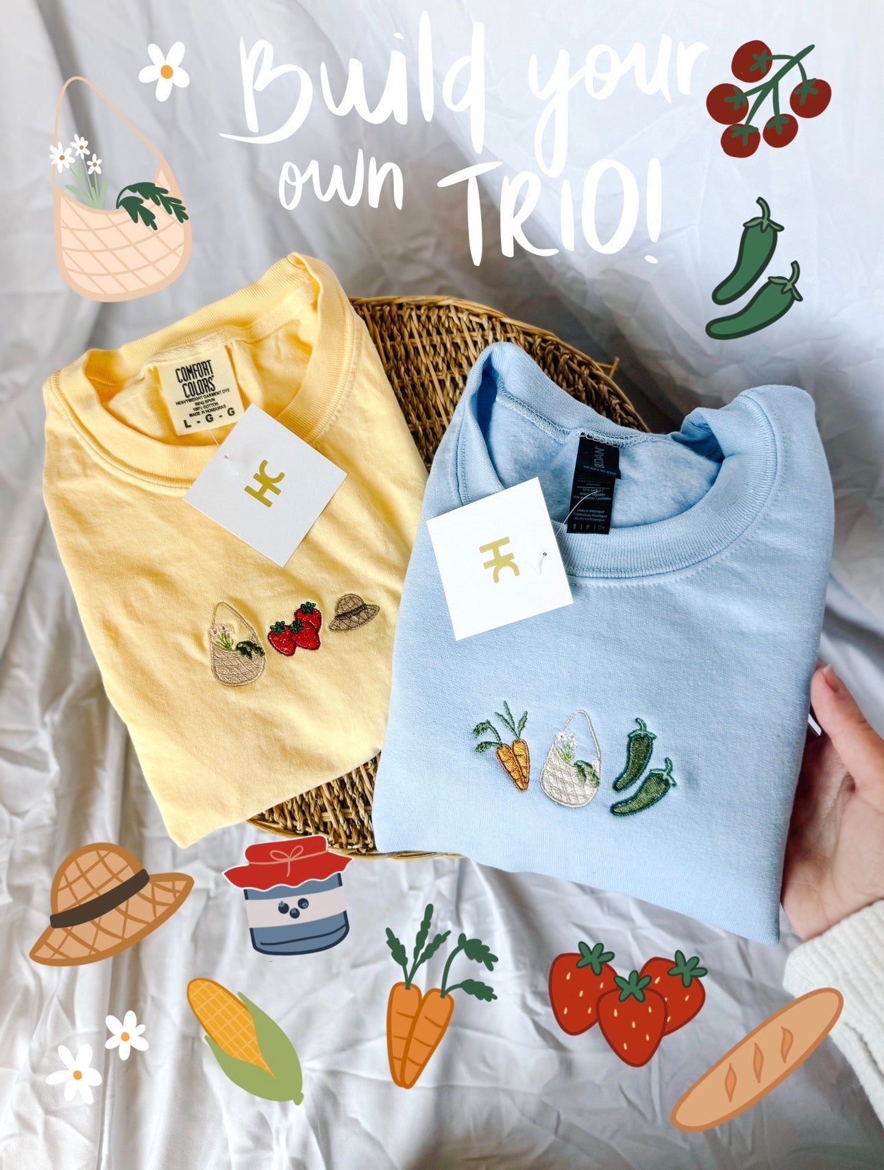 BYO Farmers Market Trio Embroidered T-Shirt