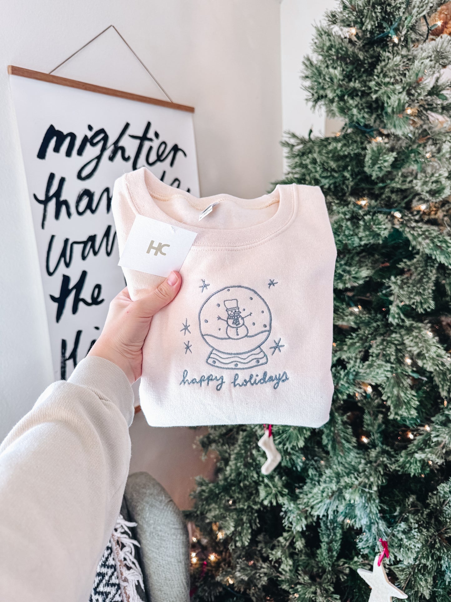 Happy Holidays Snow Globe Crewneck (**WHITE)