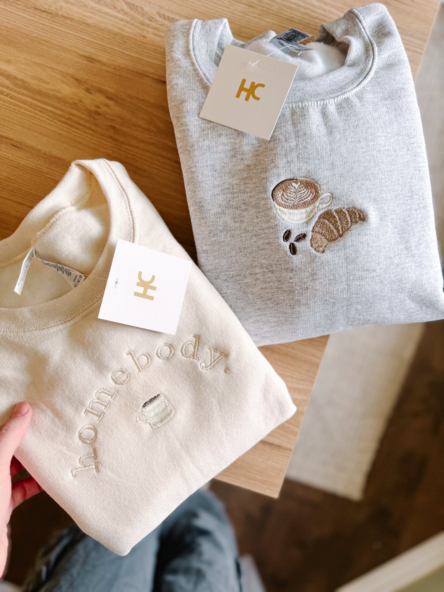 Latte & Croissant Embroidered Crewneck