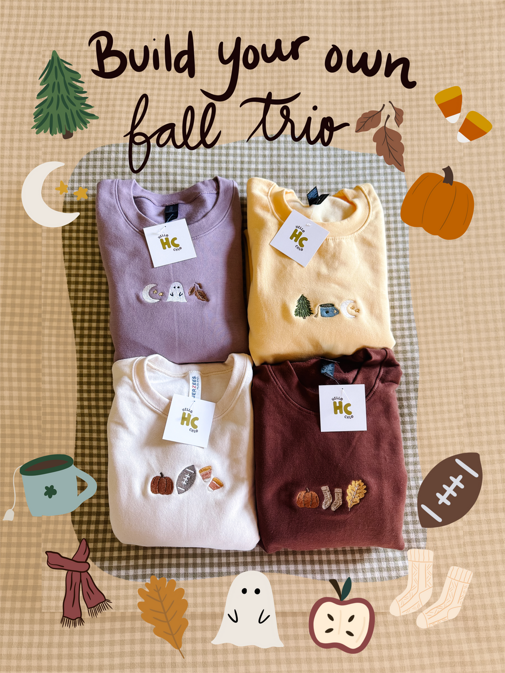 BYO Fall Trio Embroidered Sweatshirt (read description!)