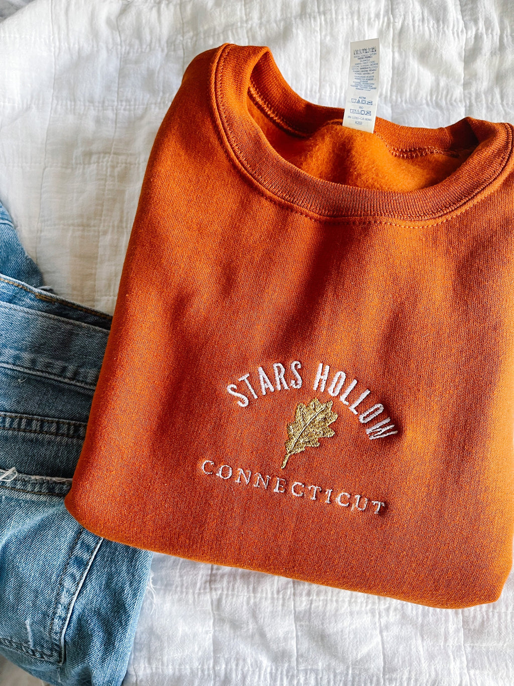 Stars Hollow Connecticut Embroidered Crewneck Sweatshirt, Embroidery Sweater, Gilmore Girls, Fall Autumn Shirt