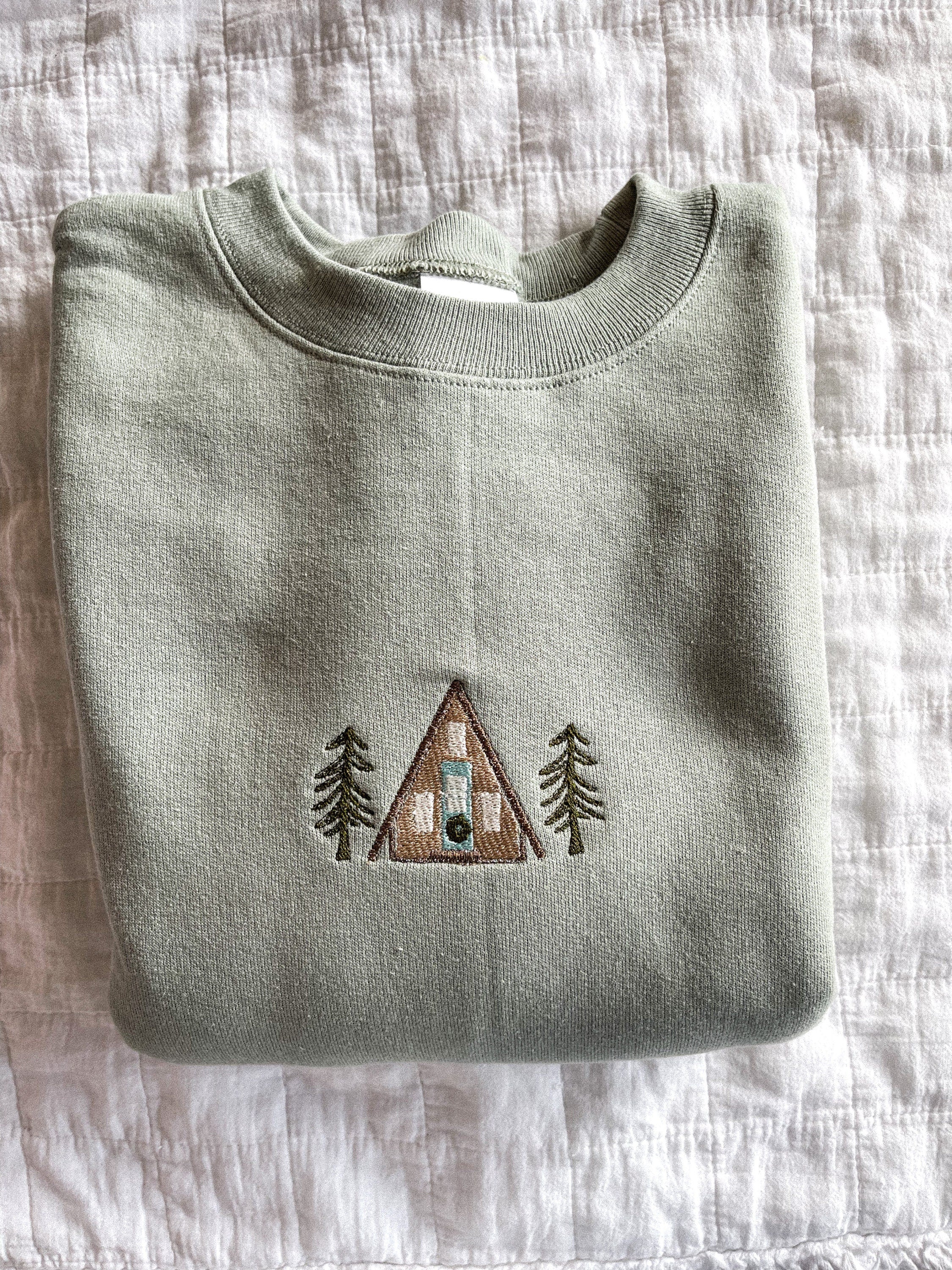 A-Frame Cabin Embroidered Crewneck Sweatshirt