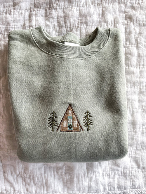 A-Frame Cabin Embroidered Crewneck Sweatshirt