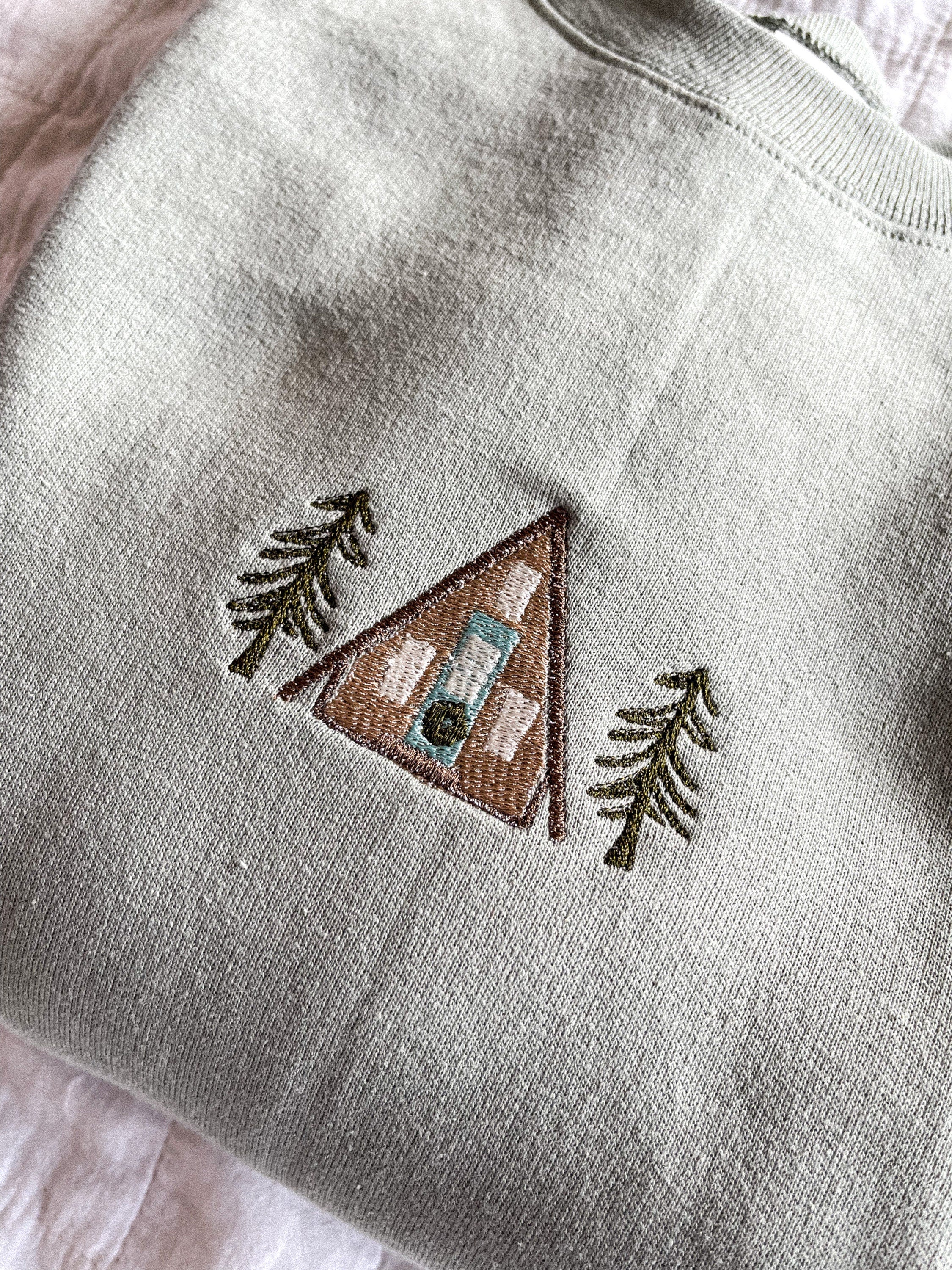 A-Frame Cabin Embroidered Crewneck Sweatshirt
