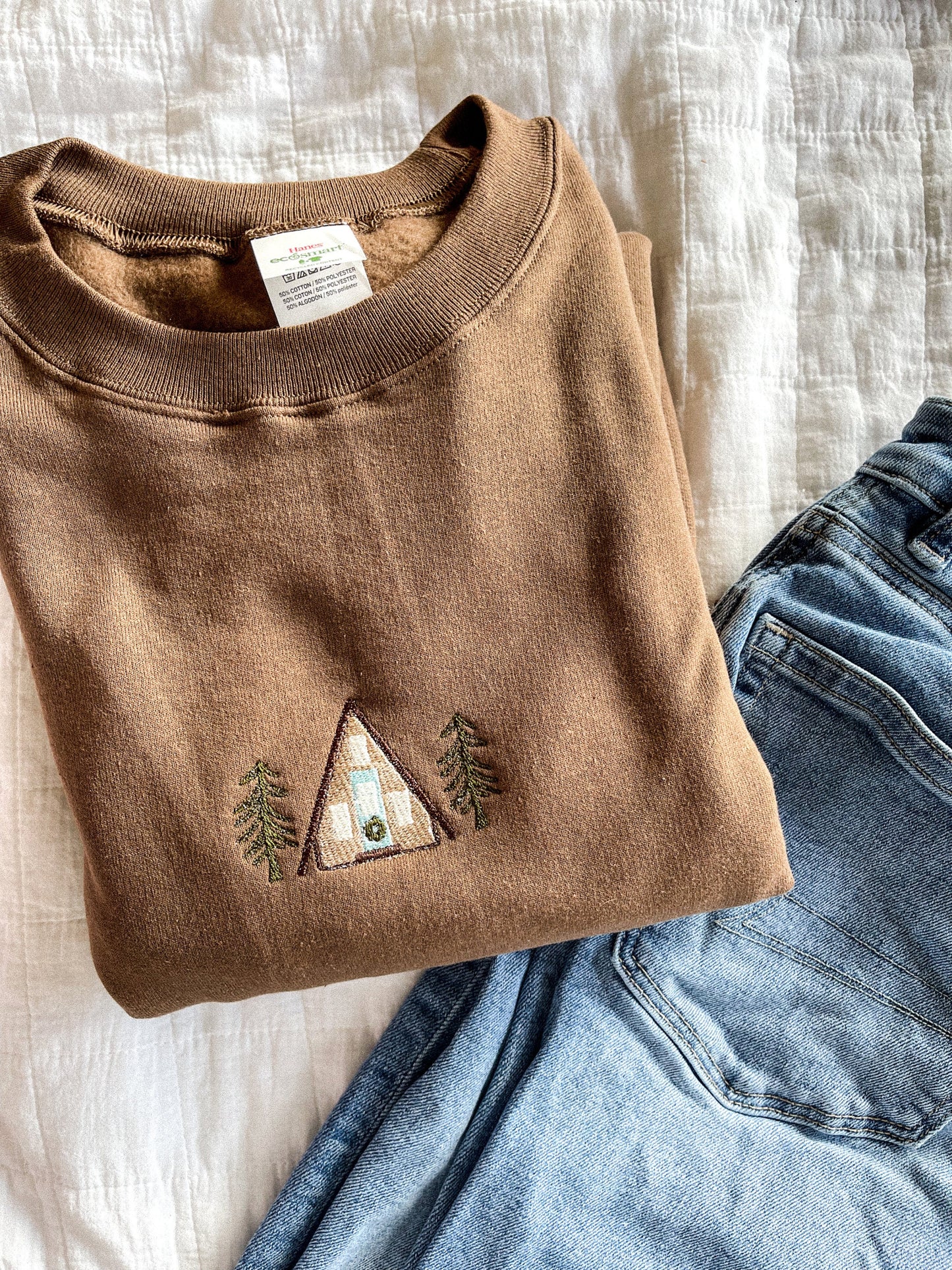 A-Frame Cabin Embroidered Crewneck Sweatshirt