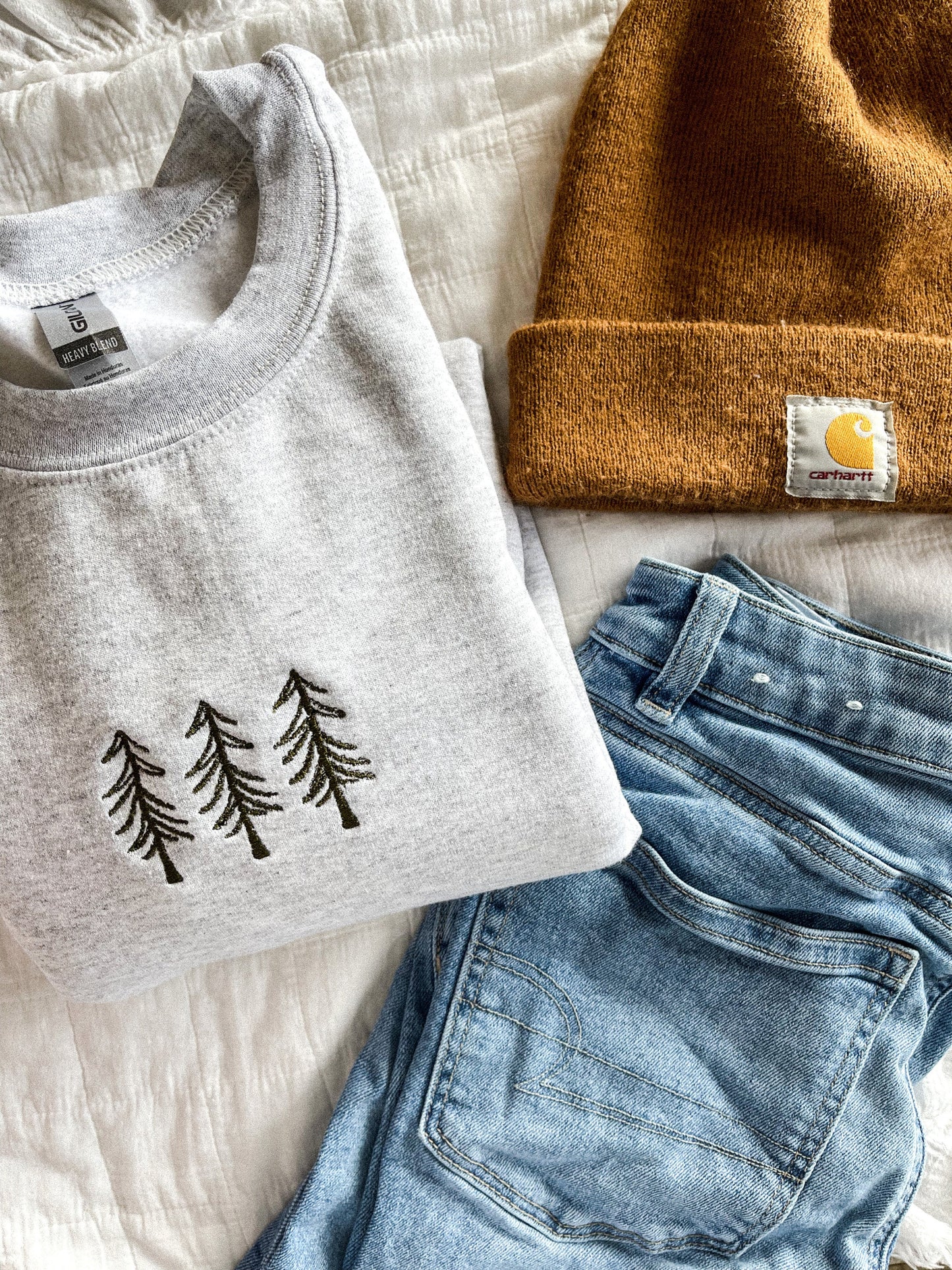 Pine Tree Trio Embroidered Crewneck Sweatshirt