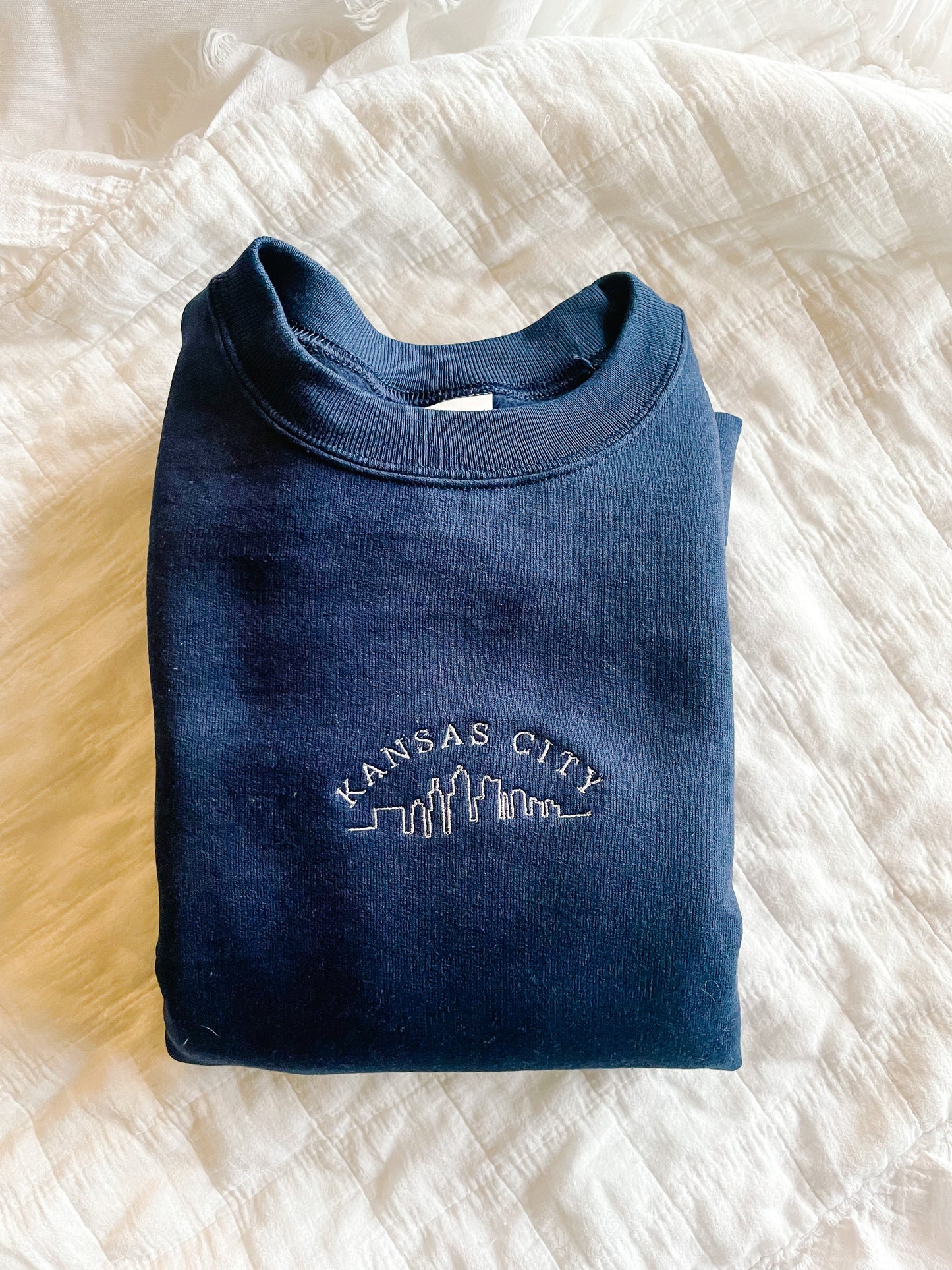 Kansas City Embroidered Crewneck Sweatshirt - Navy Blue