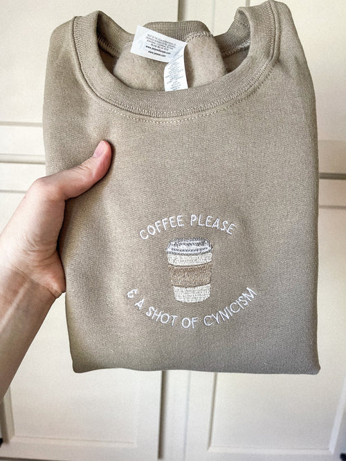 Coffee & Cynicism Embroidered Crewneck