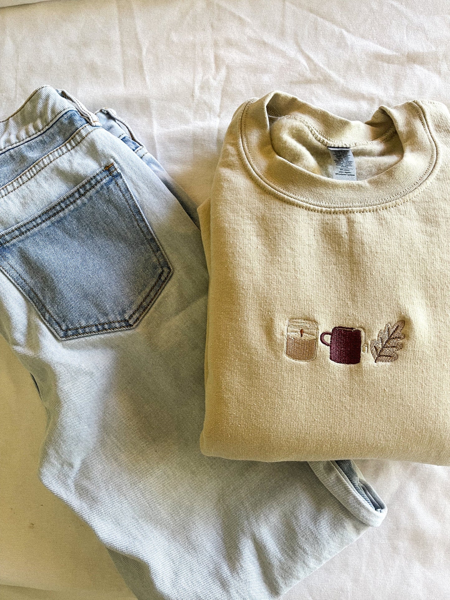 Cozy Fall Candle Trio Embroidered Crewneck