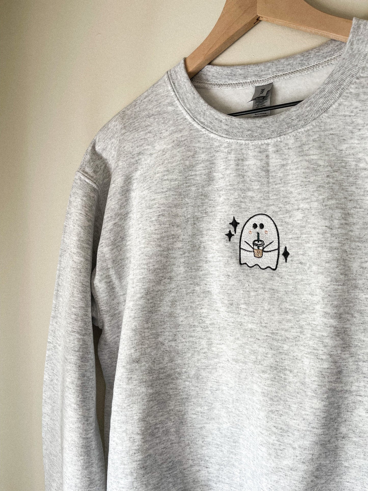 Ghostie Latte Halloween Embroidered Crewneck