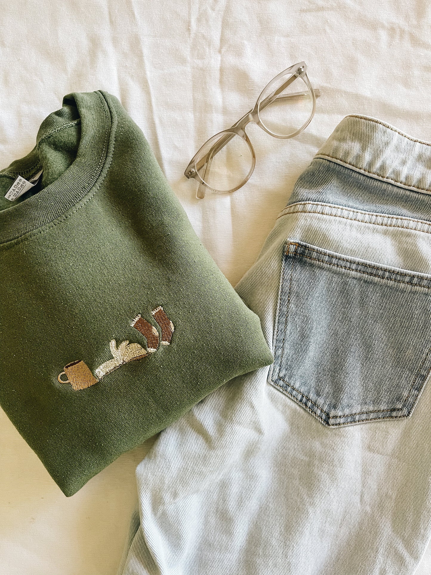 Cozy Book Trio Embroidered Crewneck