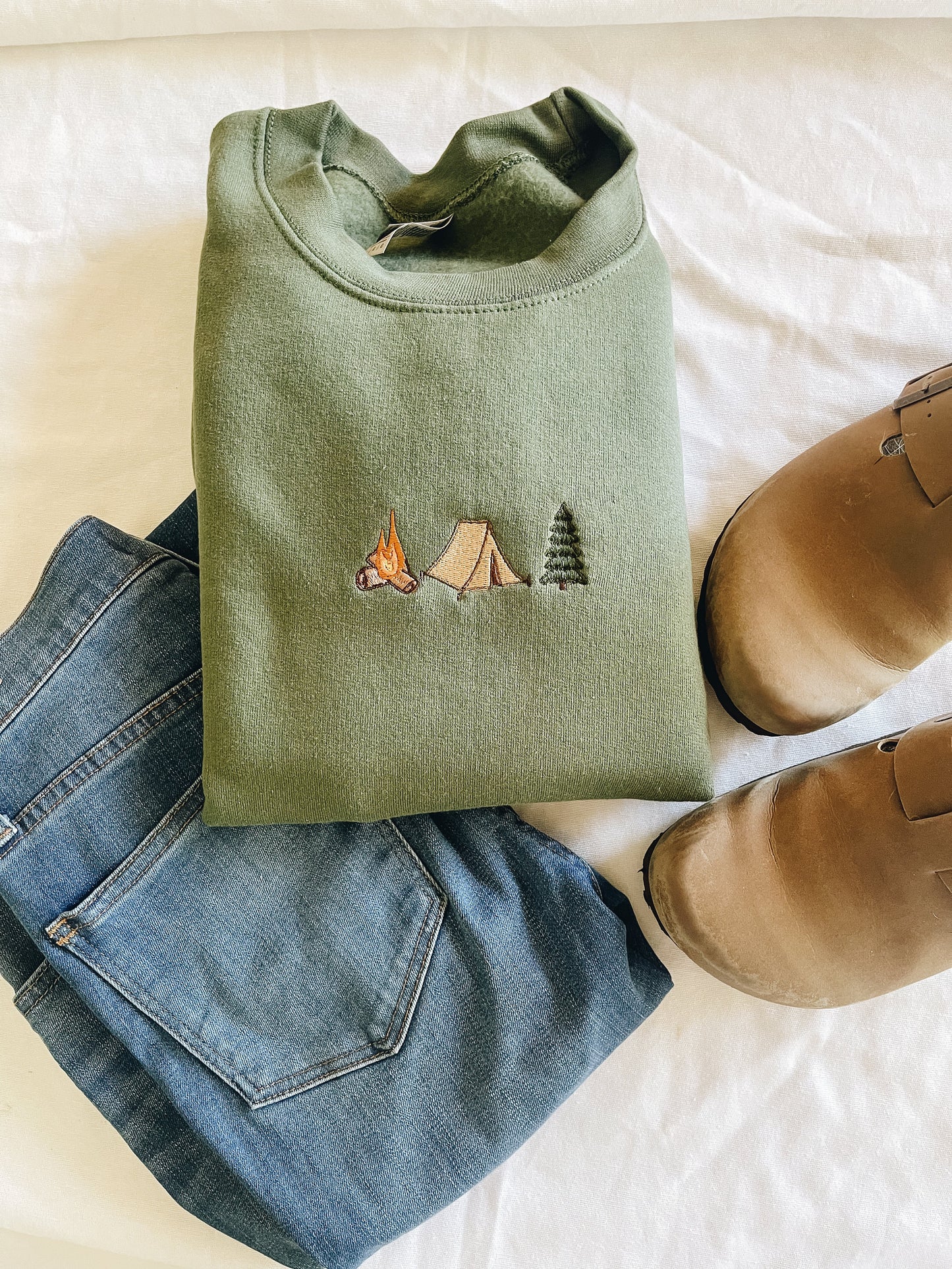 Camping Trio Embroidered Crewneck