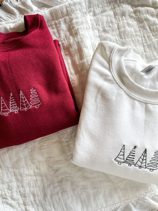 Christmas Tree Embroidered Crewneck Sweatshirt