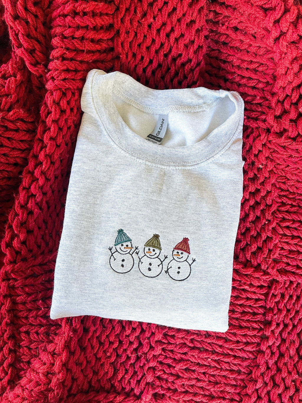 Snowman Embroidered Crewneck Sweatshirt