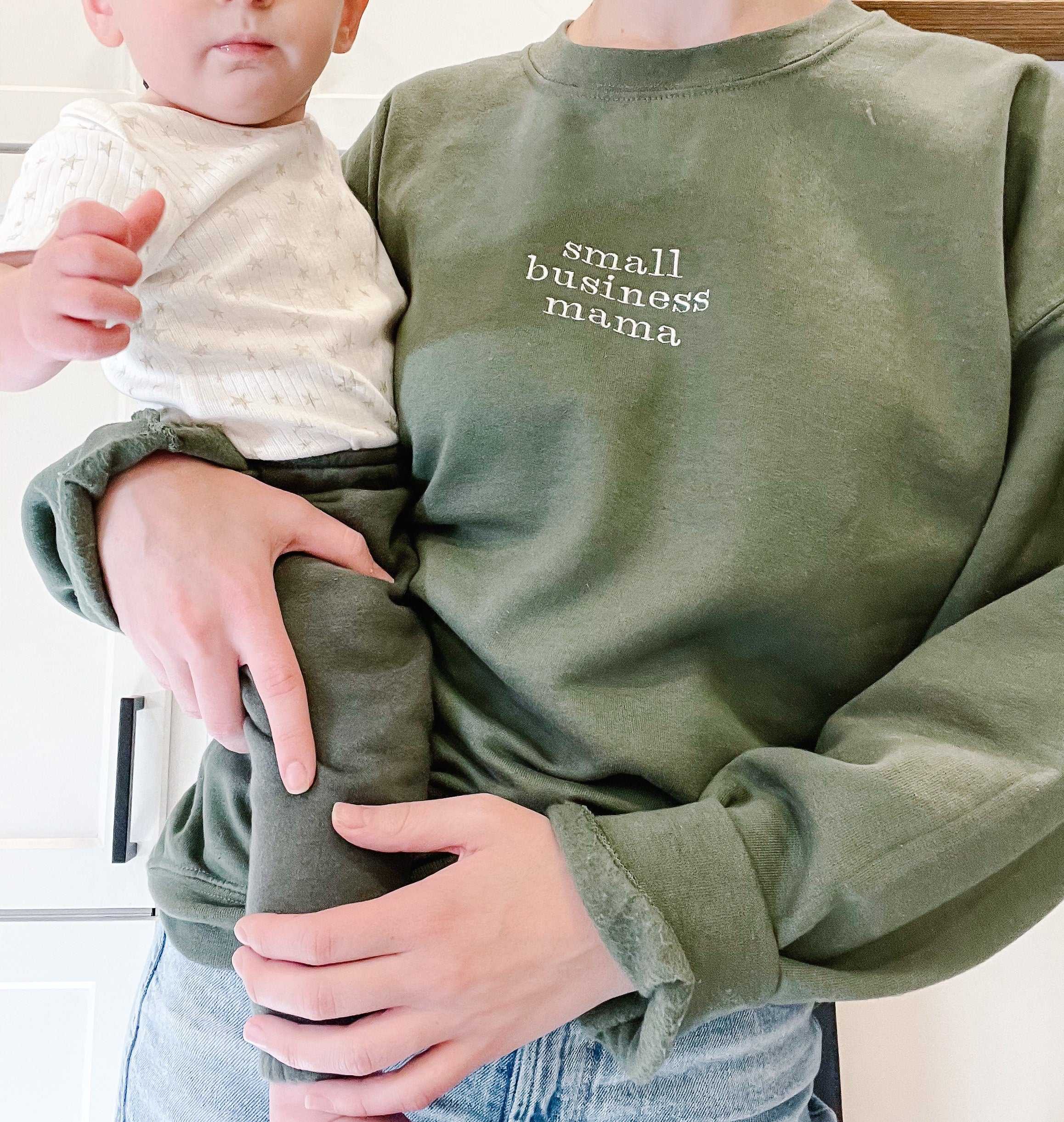Small Business Mama Embroidered Crewneck