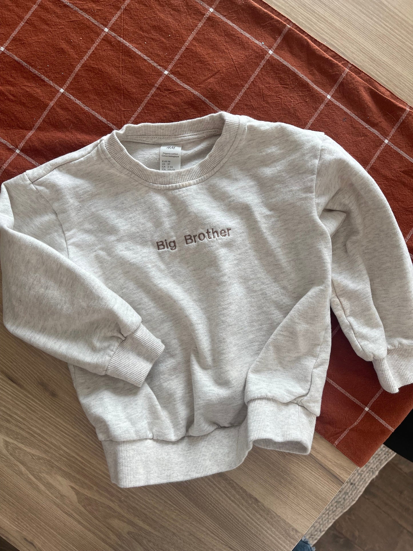 Big Brother Little Brother Sister Embroidered Sweatshirt Minimalistic Simple Modern Design