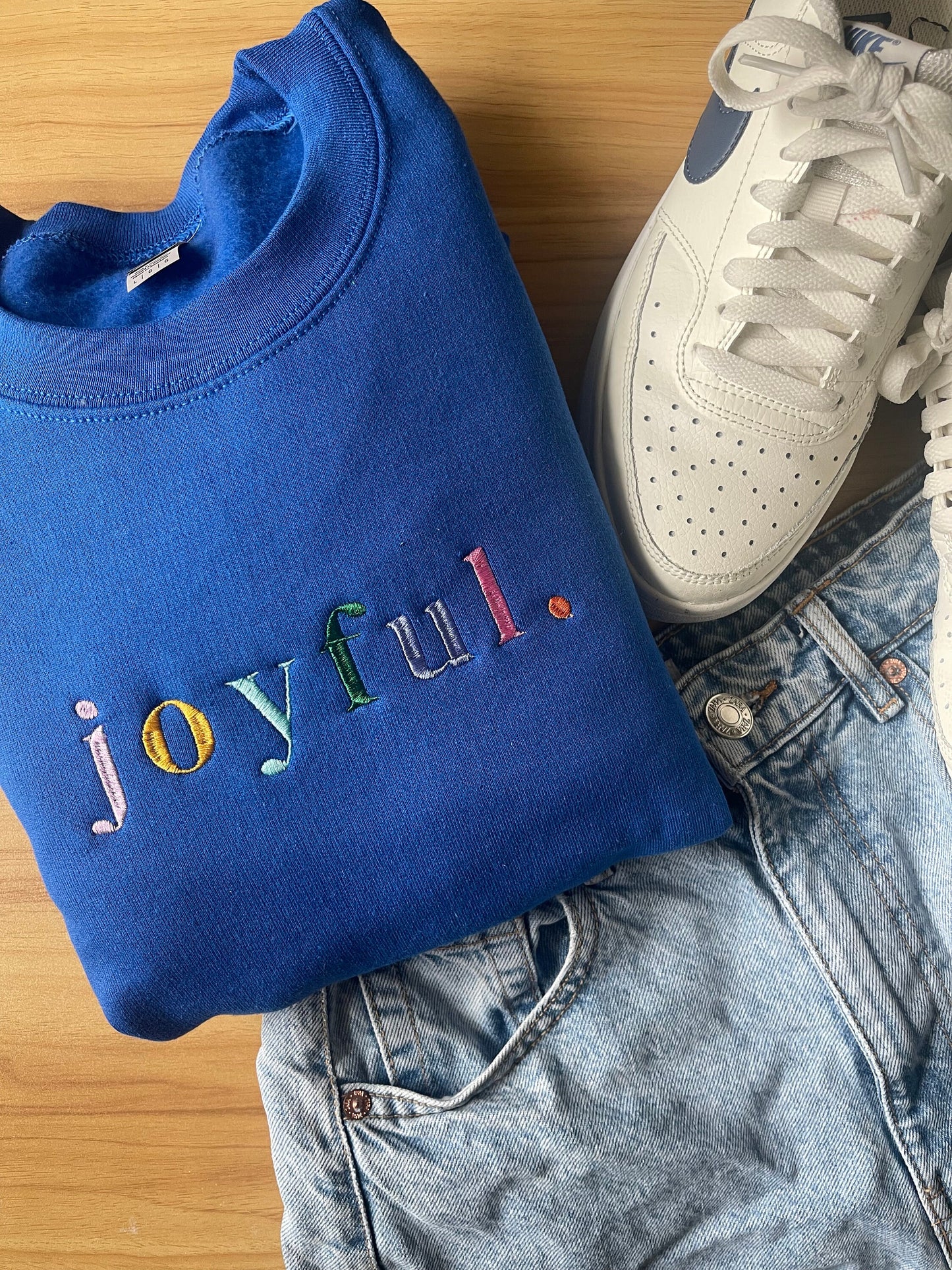 Joyful Embroidered Crewneck Sweatshirt