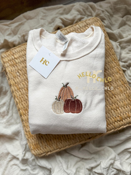 Pumpkin Patch Trio Embroidered Crewneck