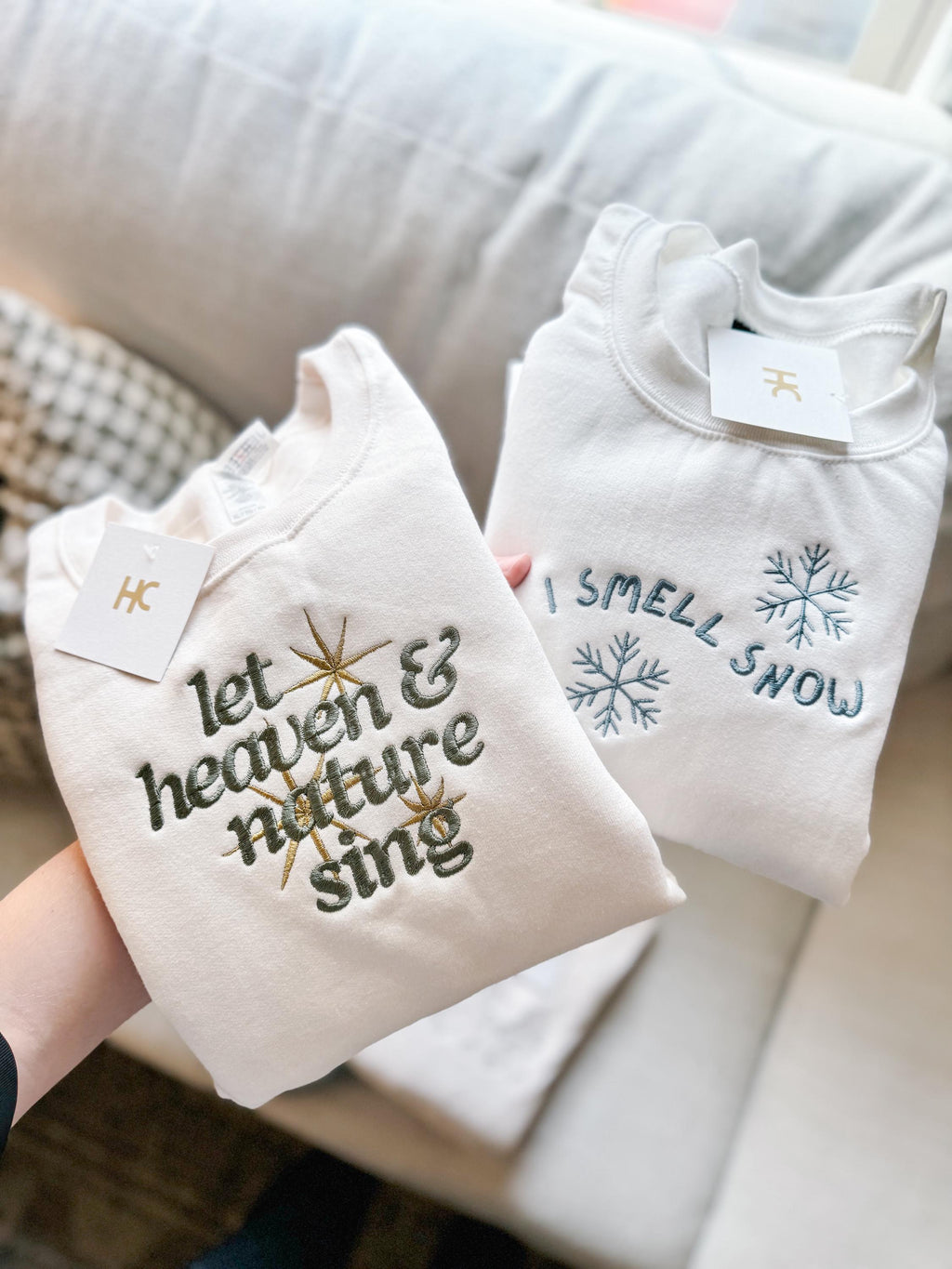 Let Heaven & Nature Sing Embroidered Crewneck (*white)